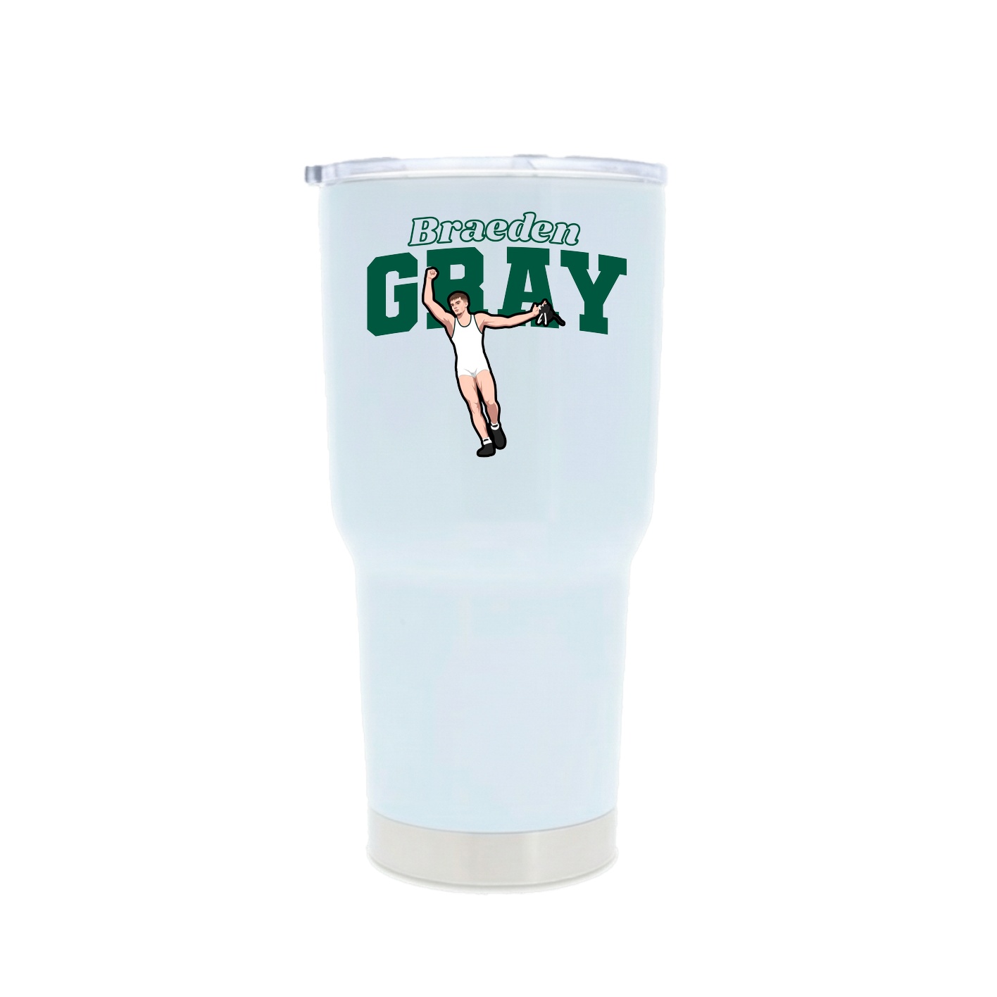 30oz Stainless Steel Tumbler — Name Arch in White