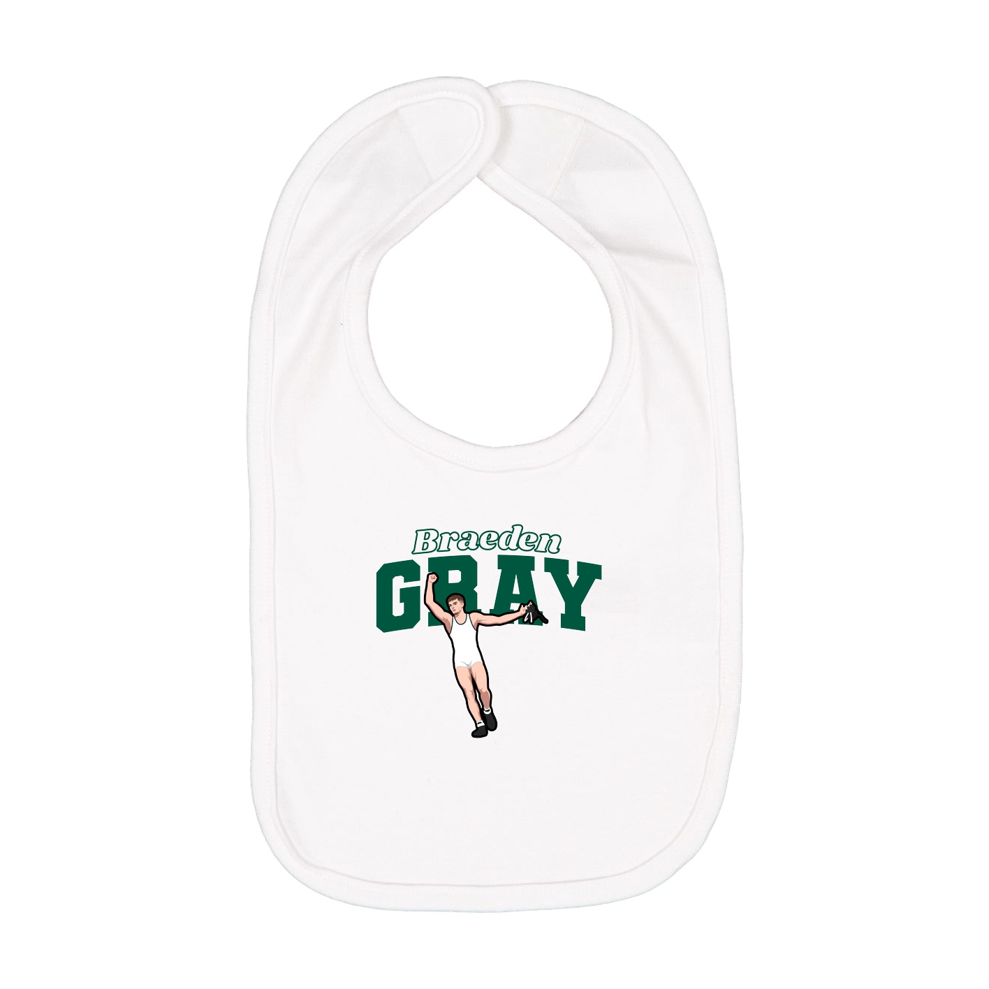 Infant Bib — Name Arch in White