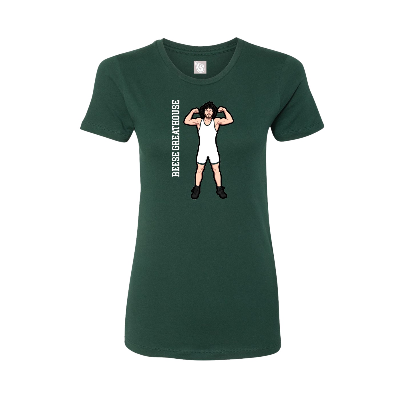Fitted Women's Tee — Name Vertical in Green