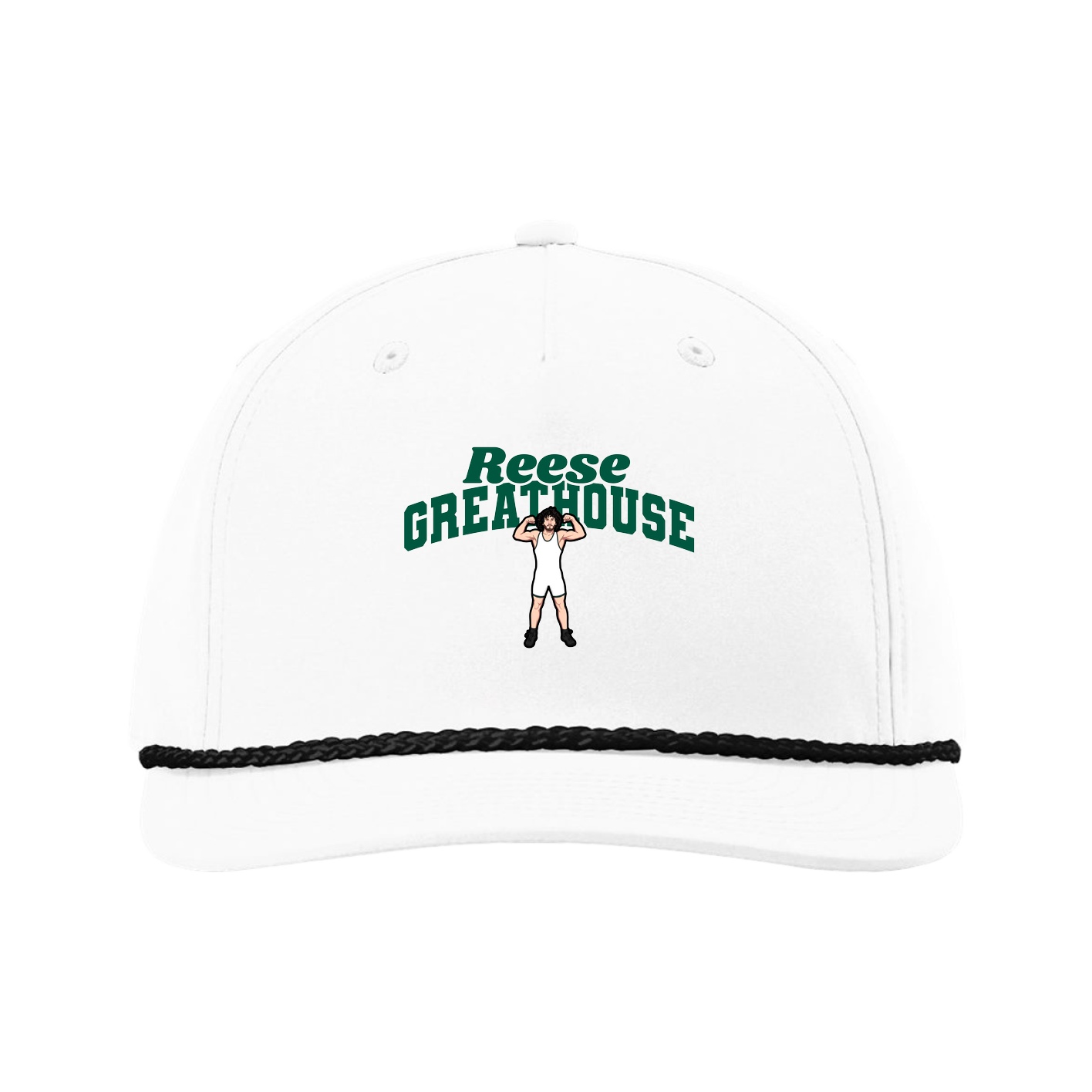 Five-Panel Classic Rope Cap — Signature Arch in White