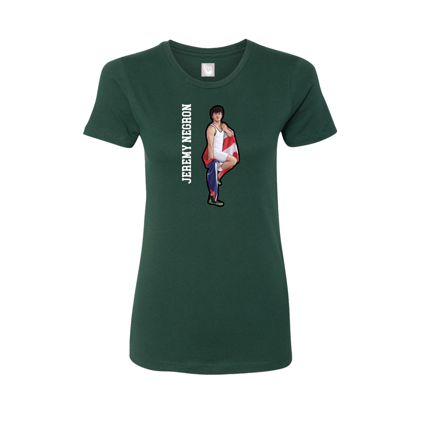 Fitted Women's Tee — Name Vertical in Green