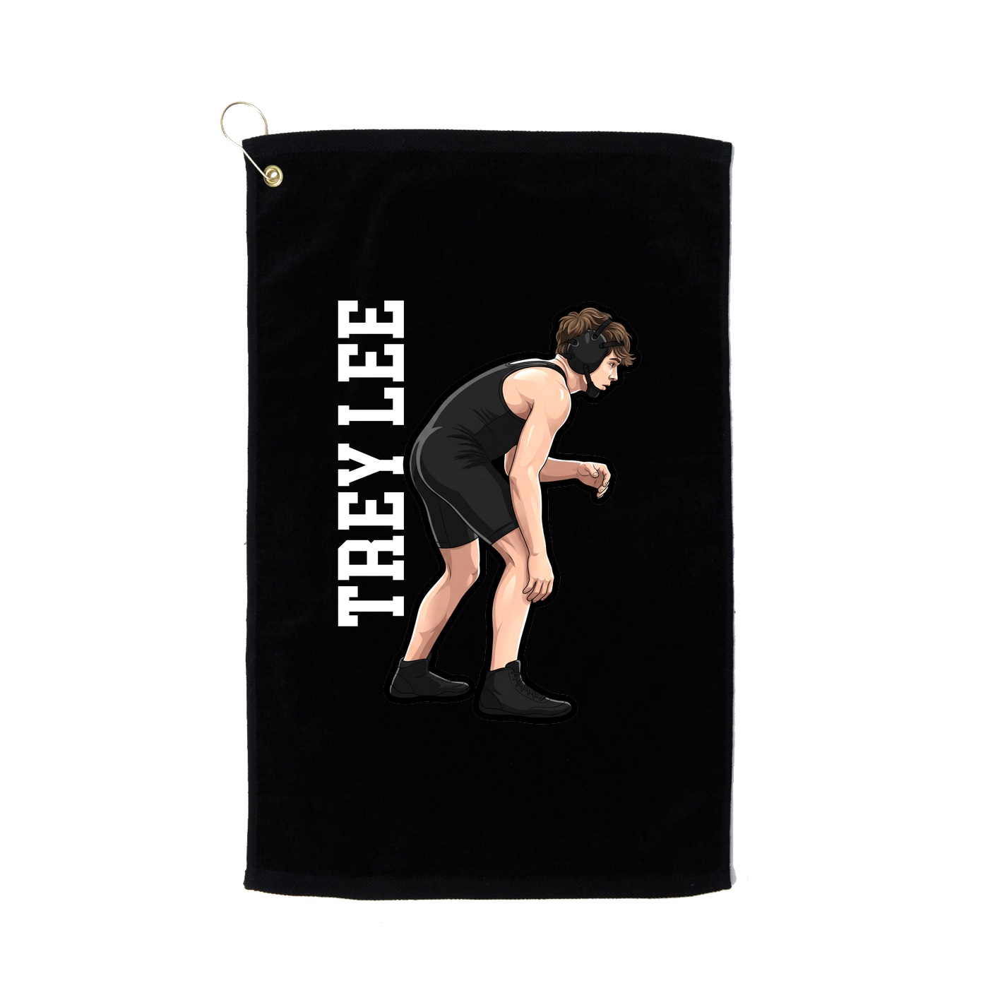 Golf Towel — Name Vertical in Black