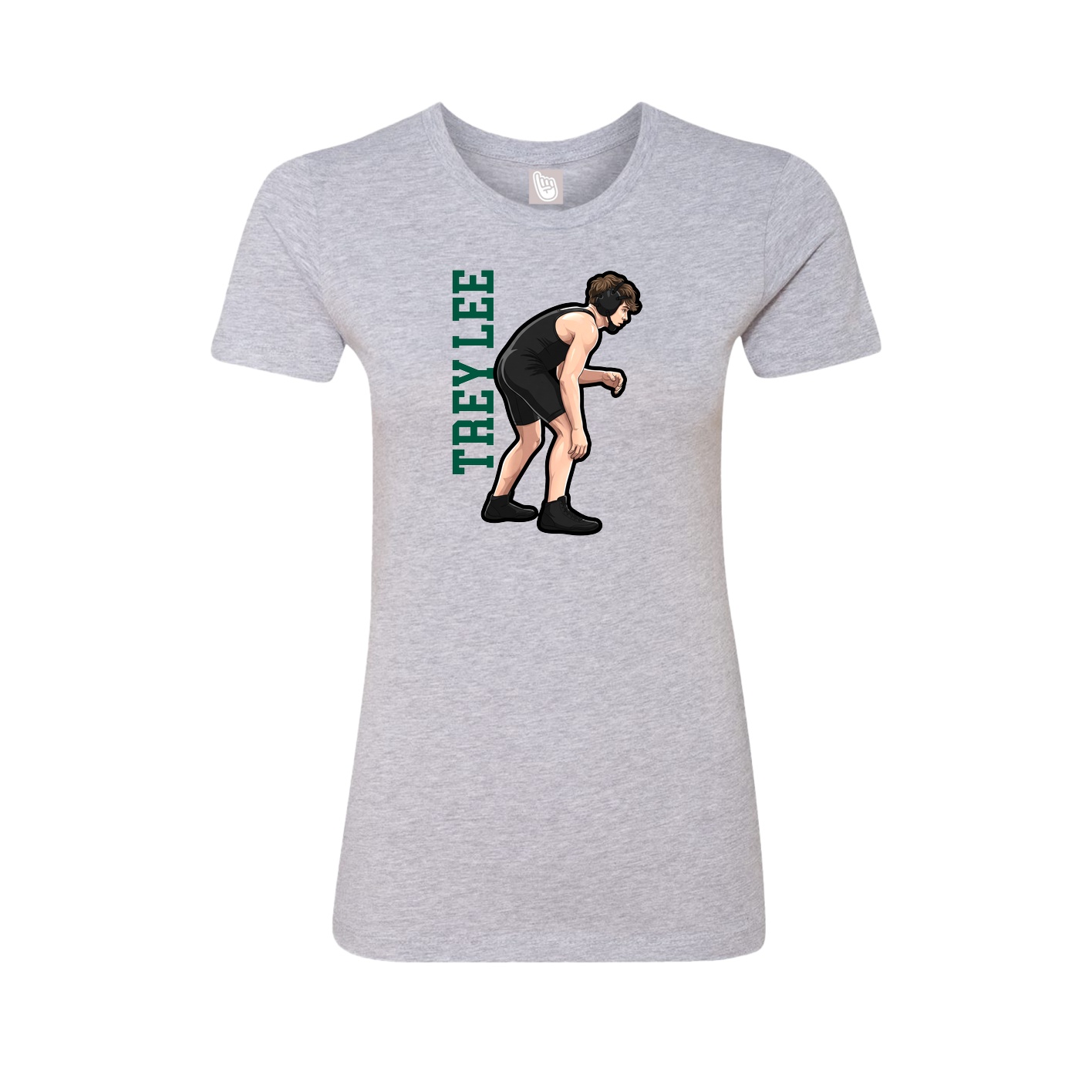 Fitted Women's Tee — Name Vertical in Grey