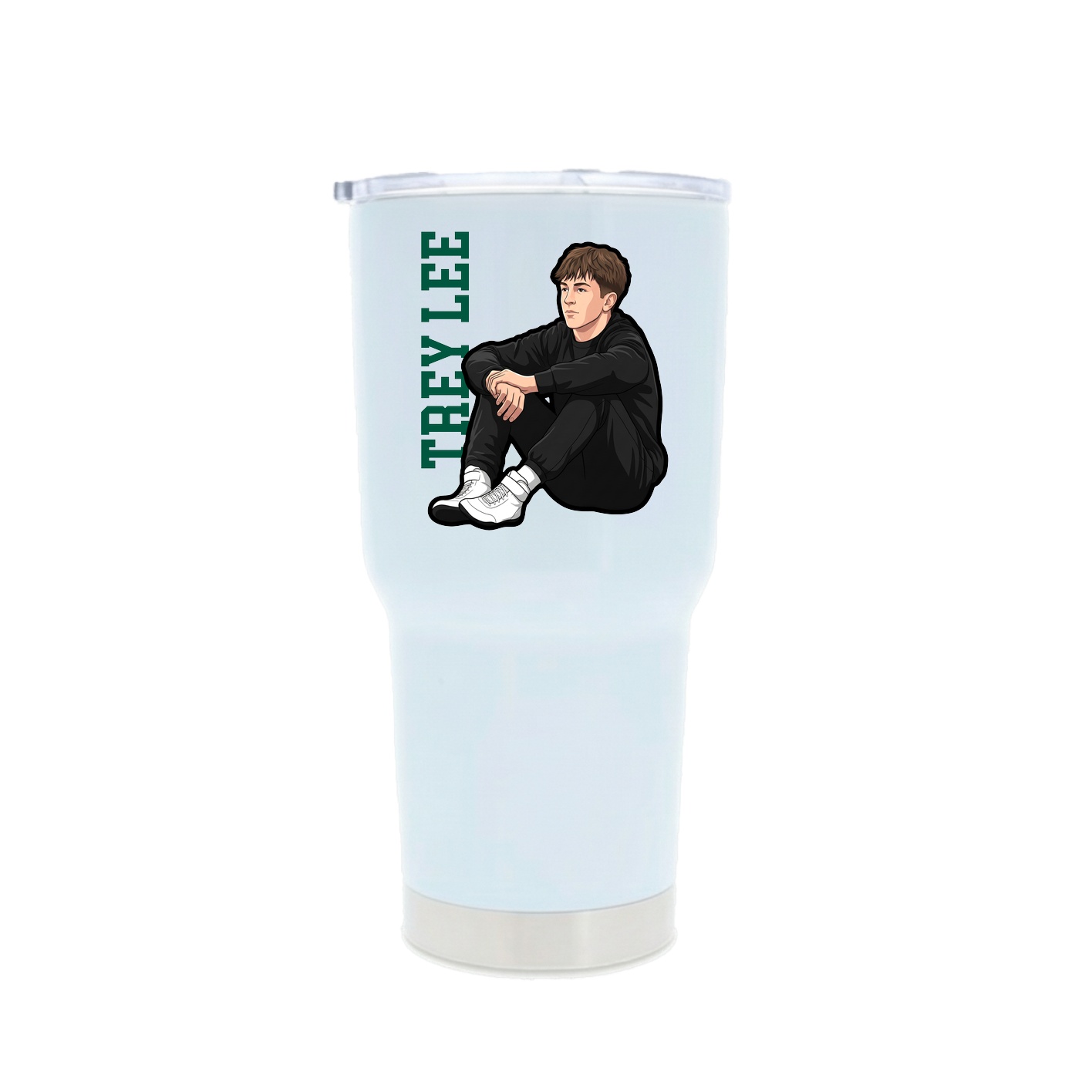 30oz Stainless Steel Tumbler — Name Vertical in White