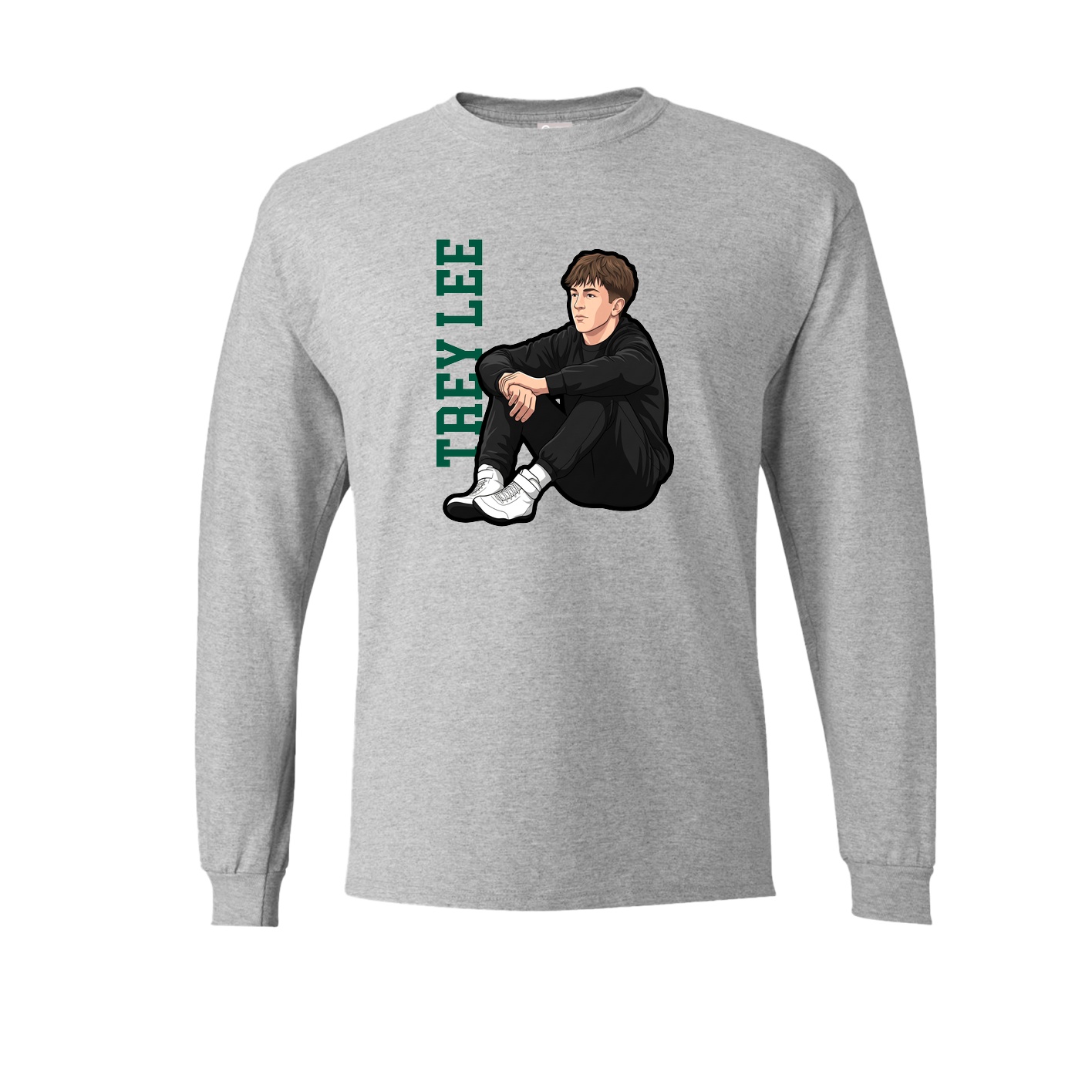 Long Sleeve Tee — Name Vertical in Grey