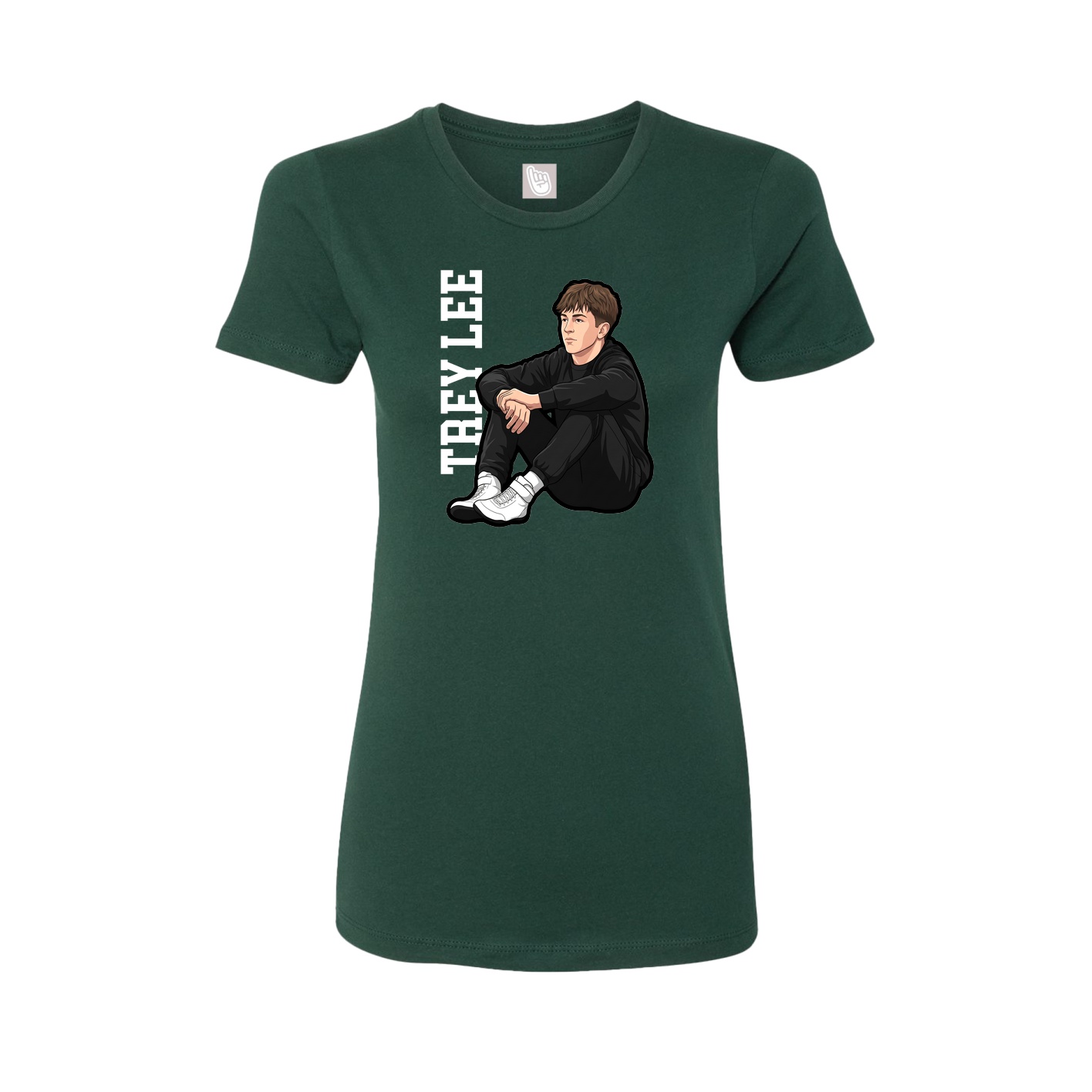 Fitted Women's Tee — Name Vertical in Green