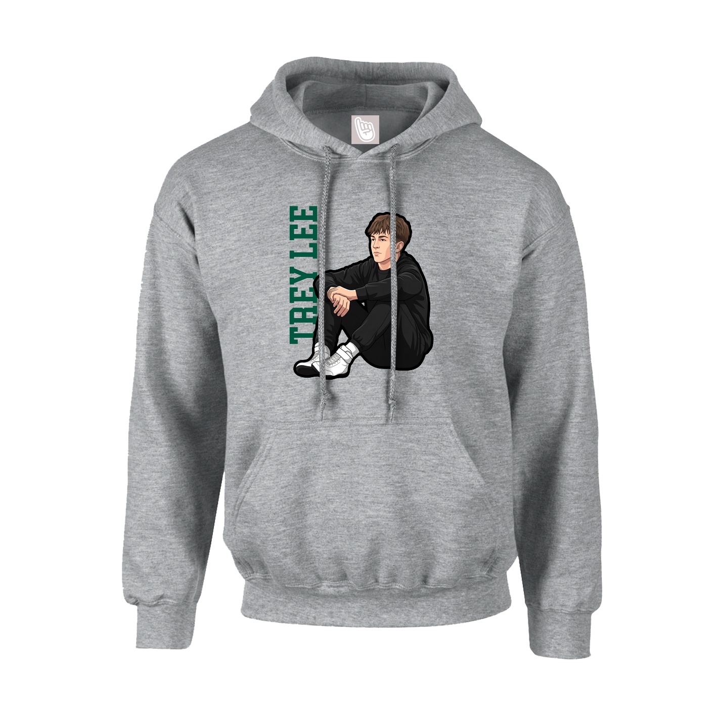 Youth Hoodie — Name Vertical in Grey