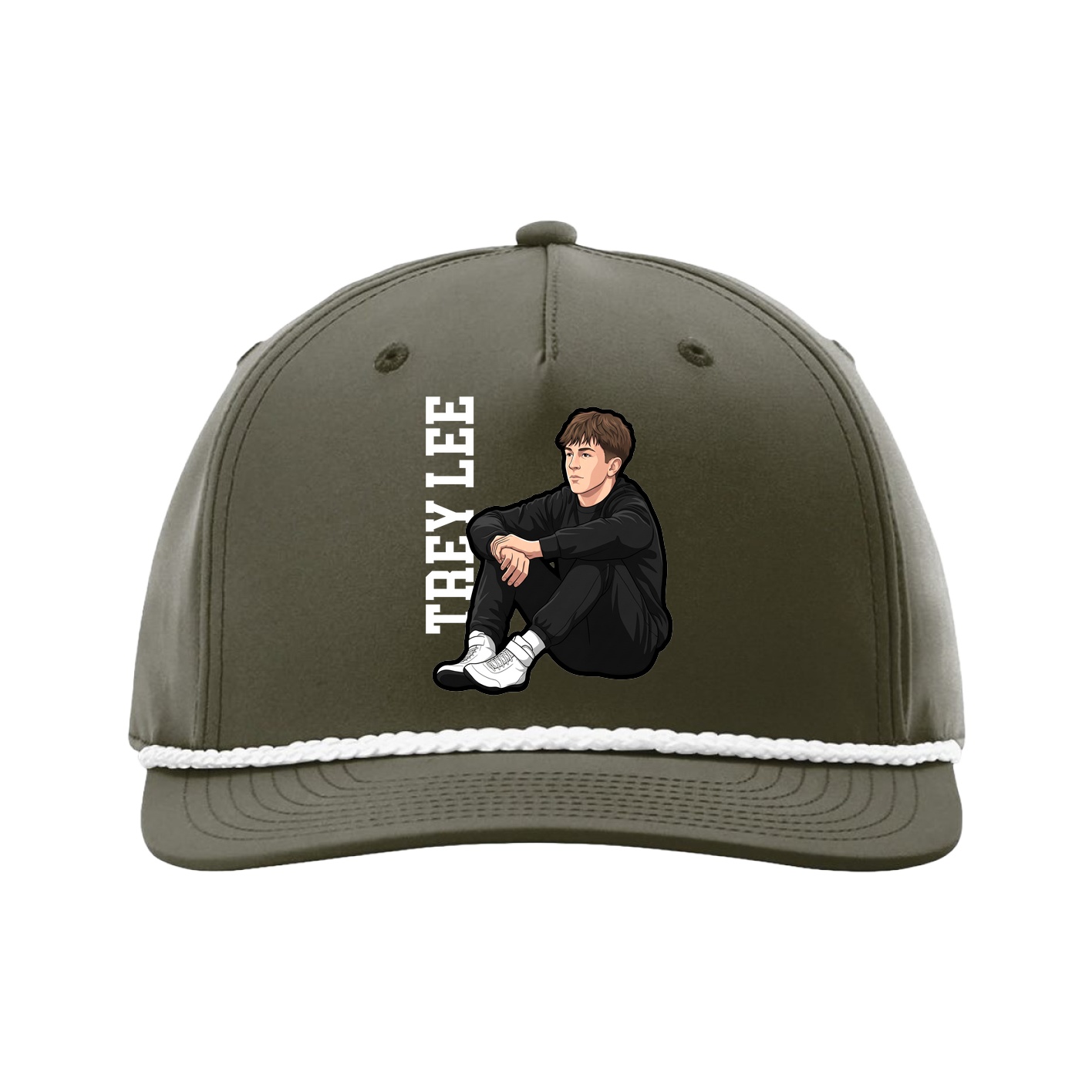 Five-Panel Classic Rope Cap — Name Vertical in Green