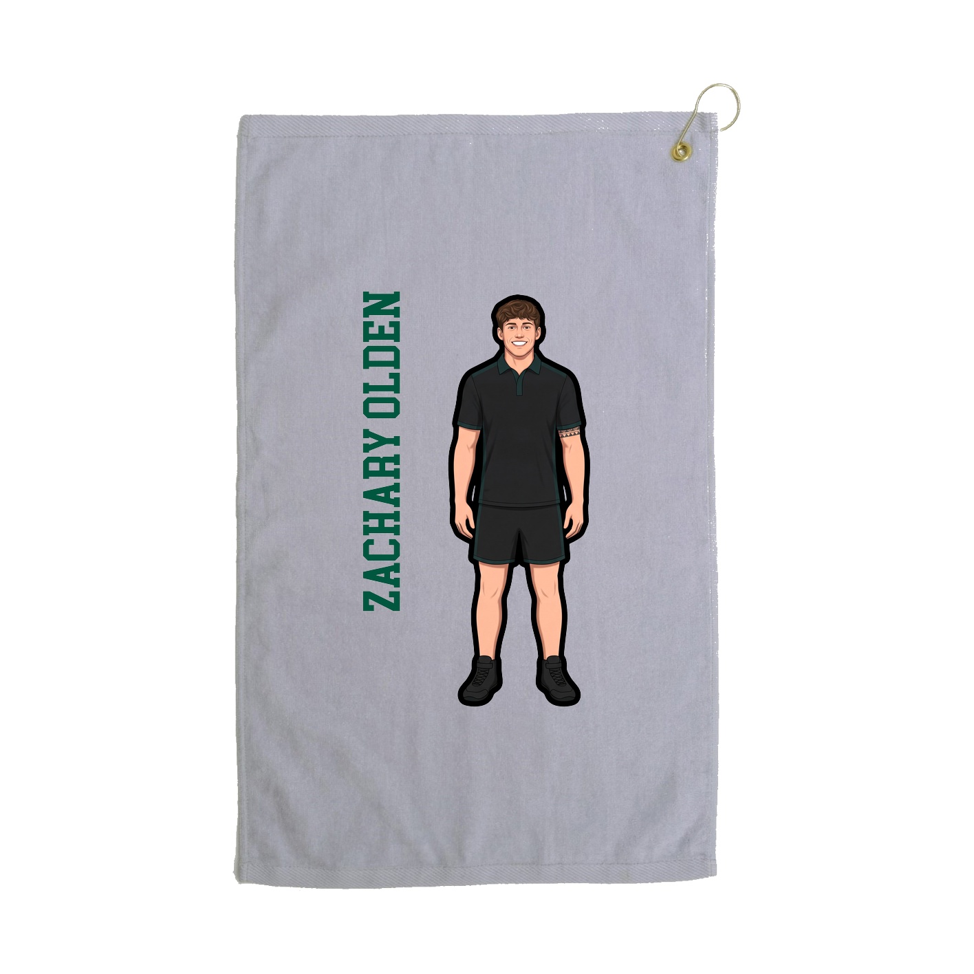 Golf Towel — Name Vertical in Grey