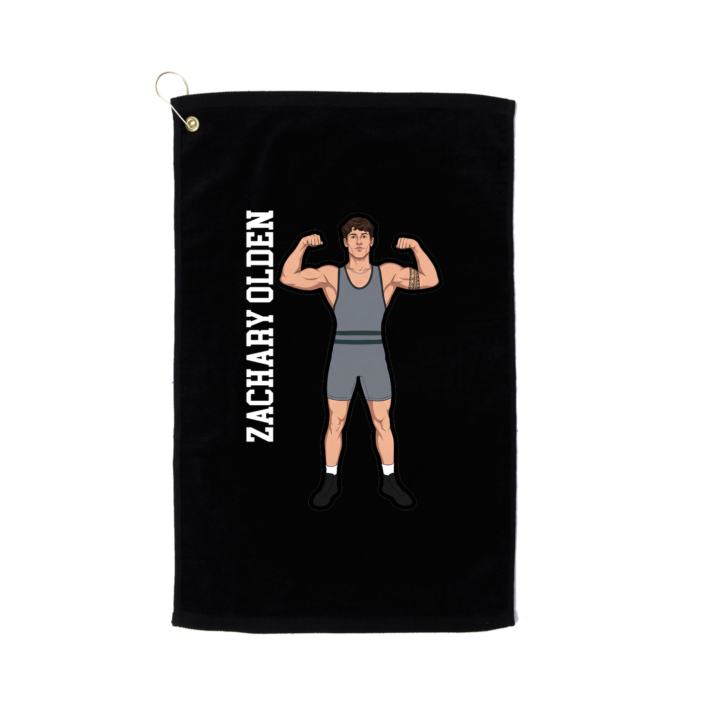 Golf Towel — Name Vertical in Black