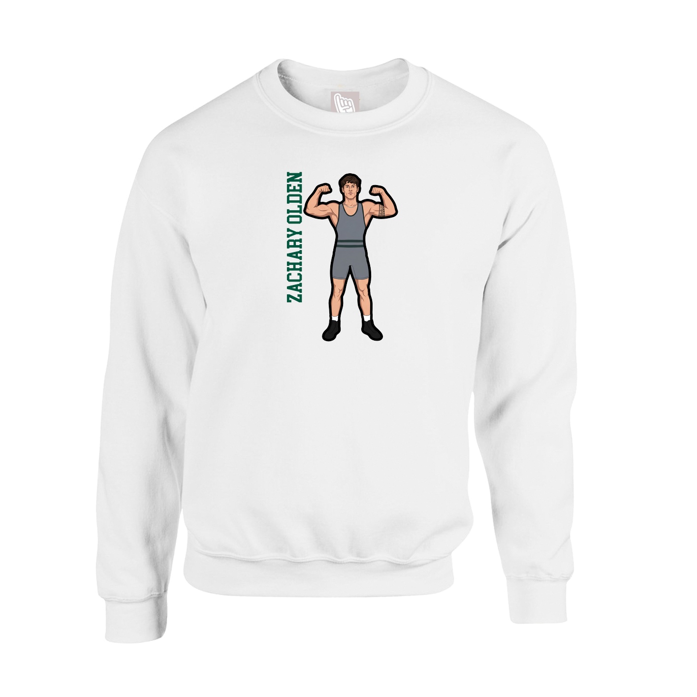 Fleece Crew — Name Vertical in White