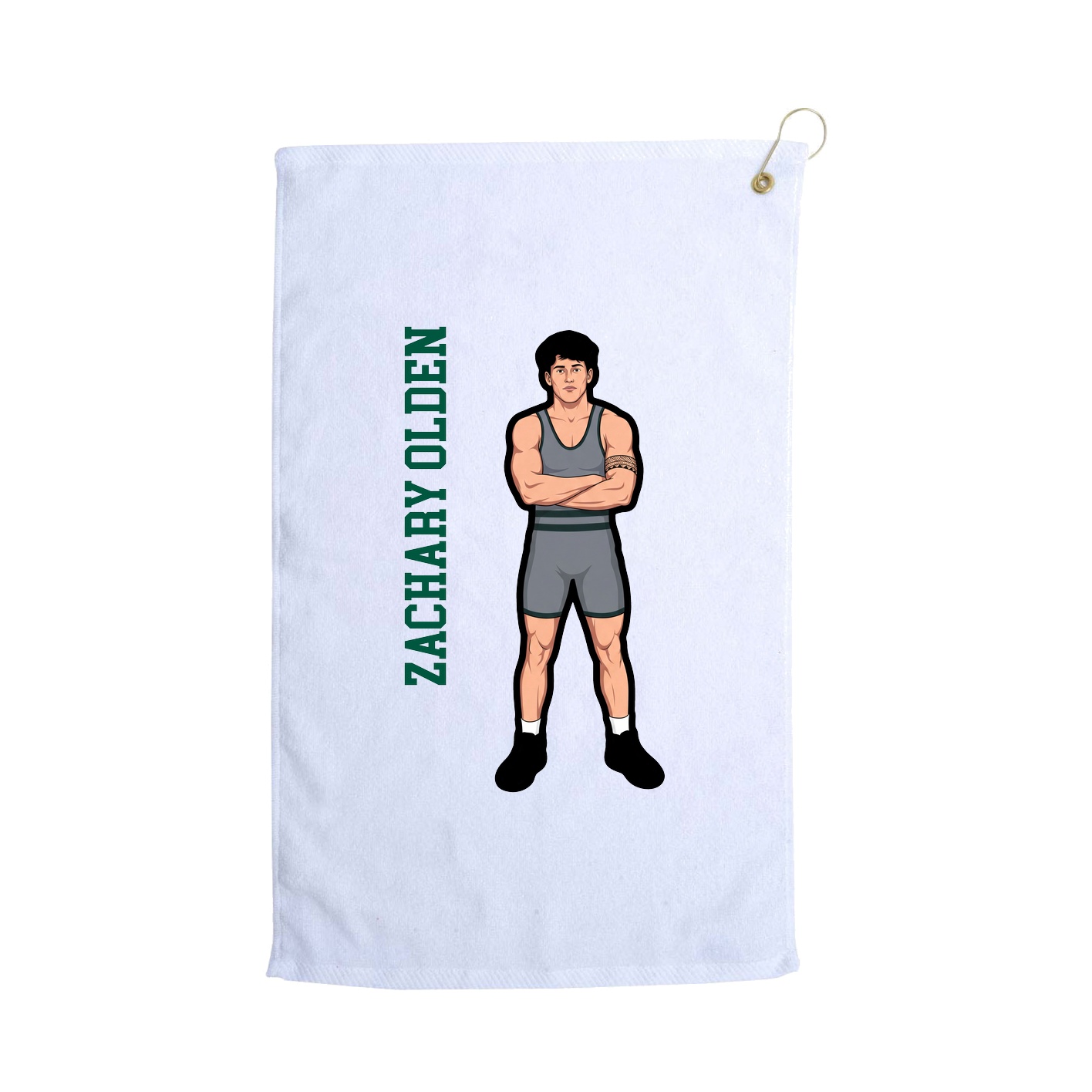 Golf Towel — Name Vertical in White