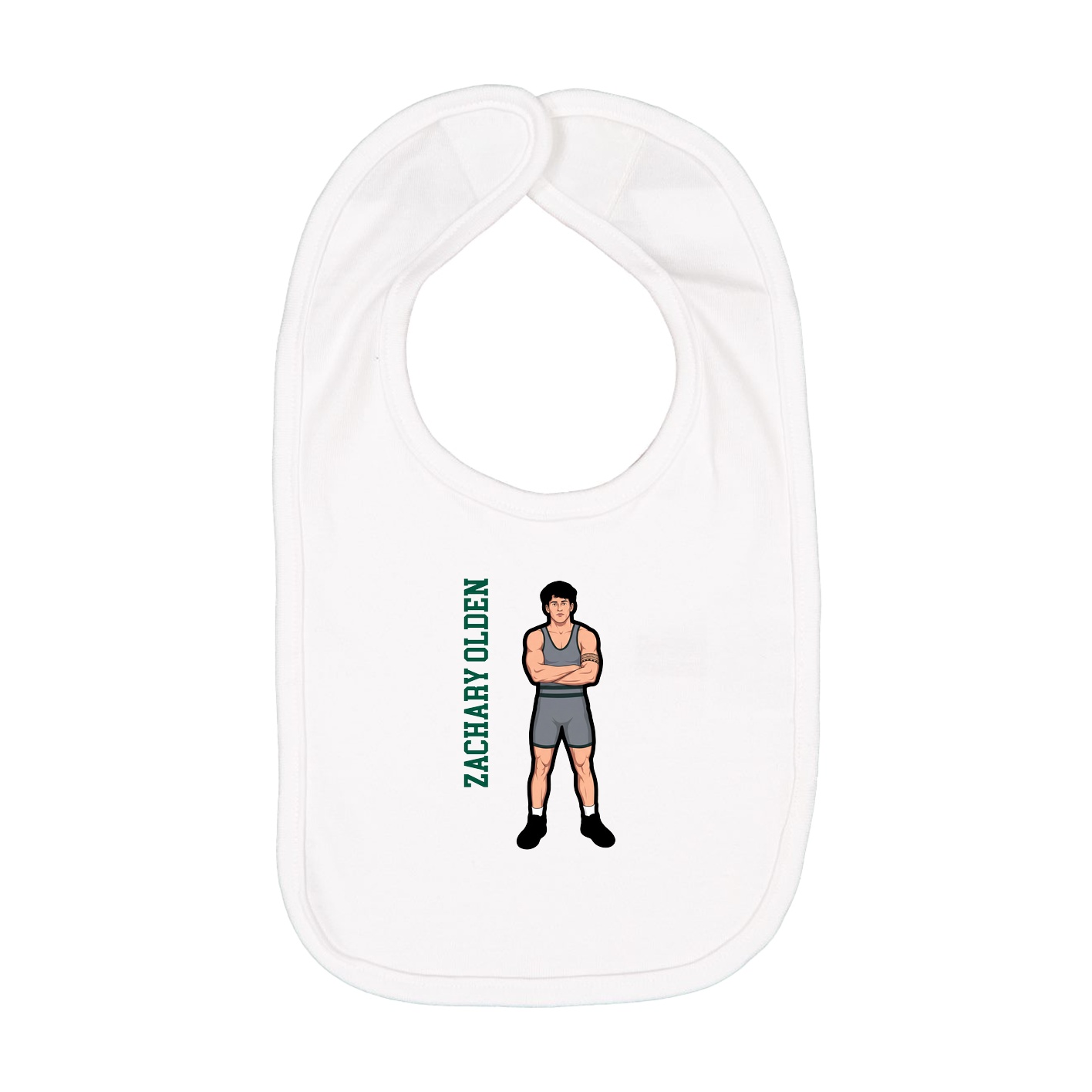 Infant Bib — Name Vertical in White