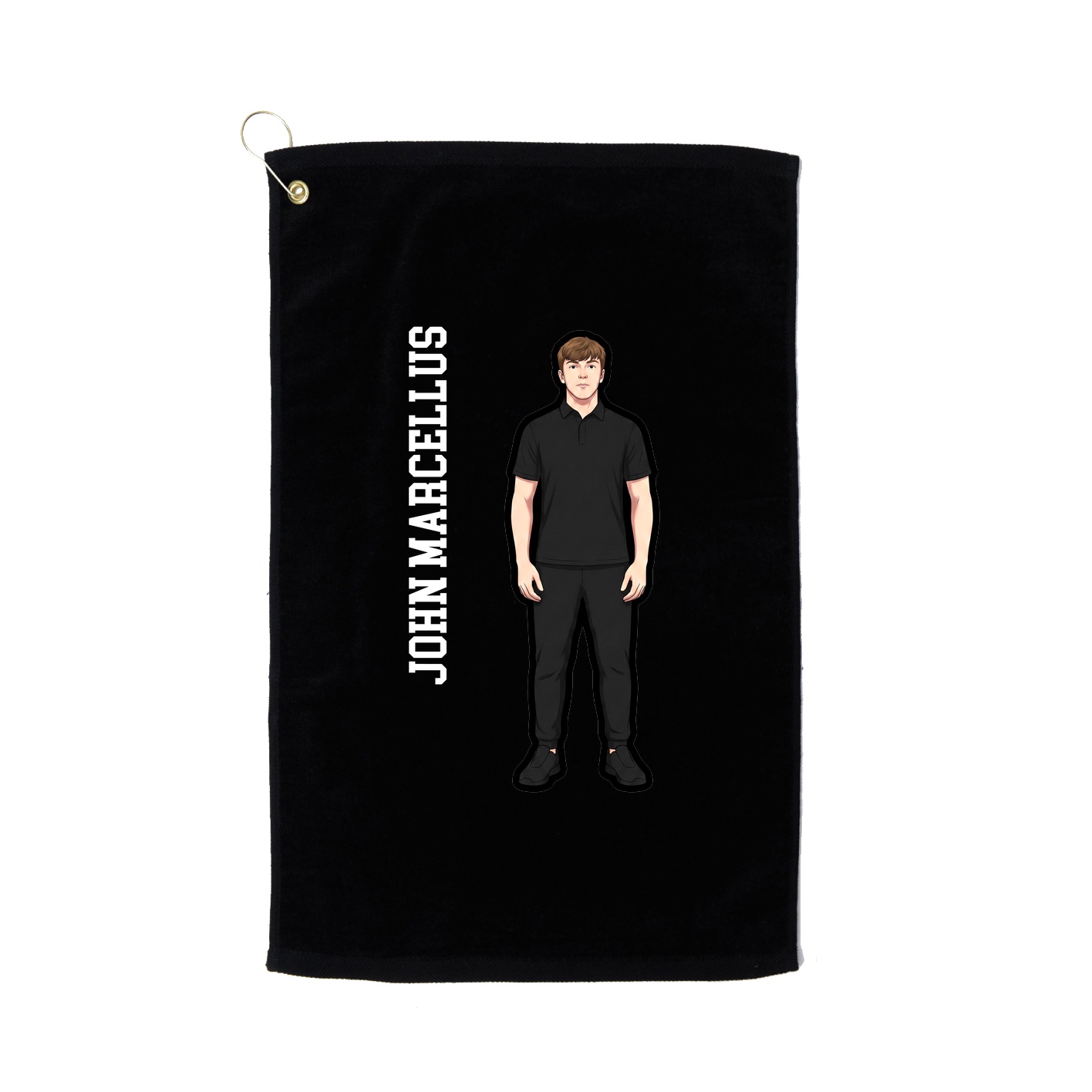 Golf Towel — Name Vertical in Black