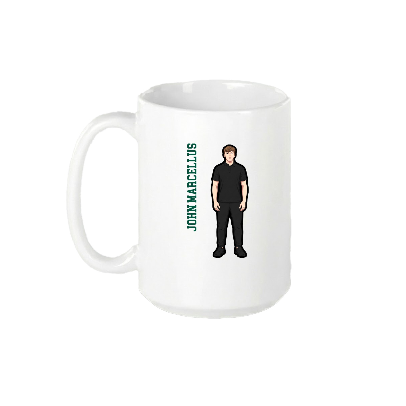 15oz Coffee Mug — Name Vertical in White