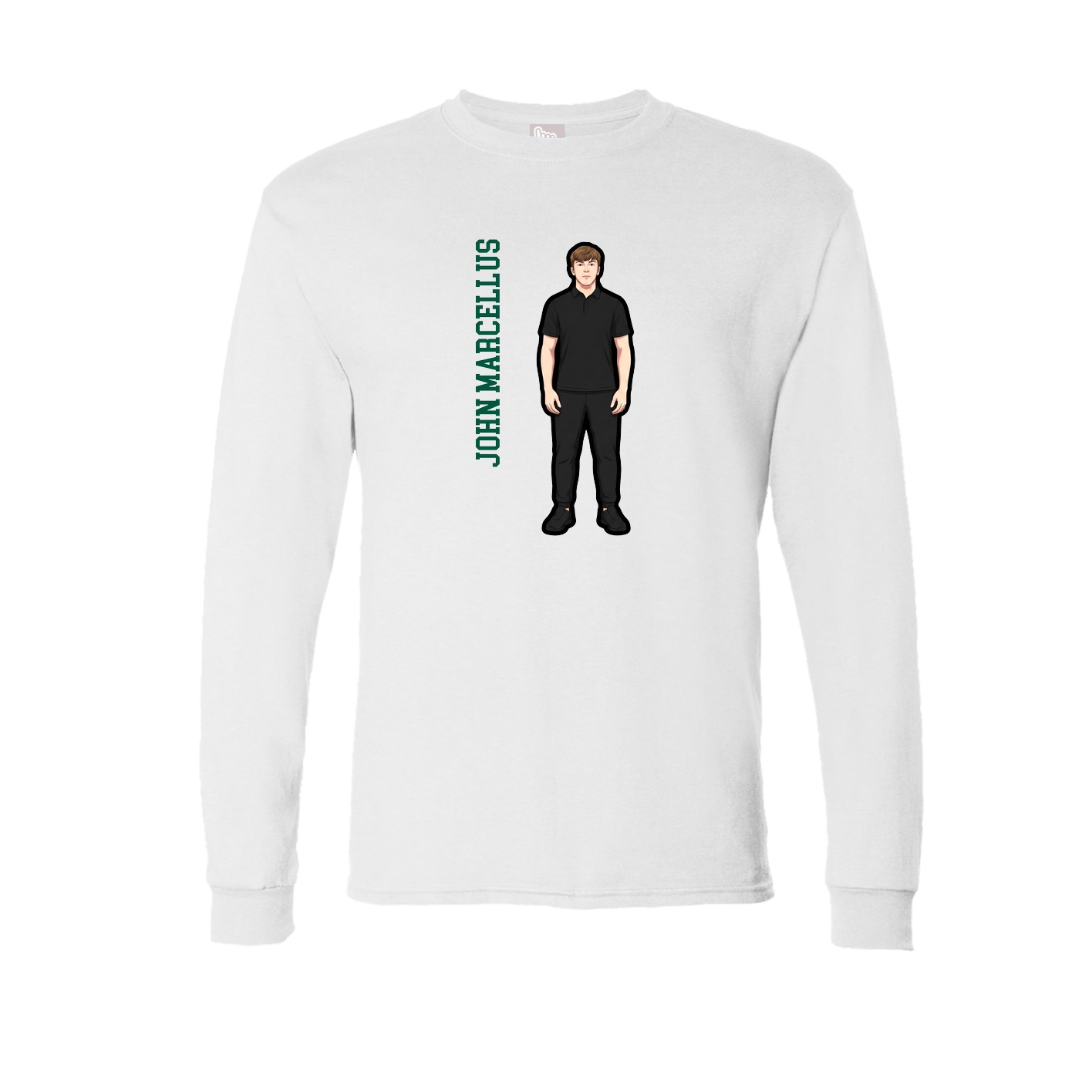 Long Sleeve Tee — Name Vertical in White