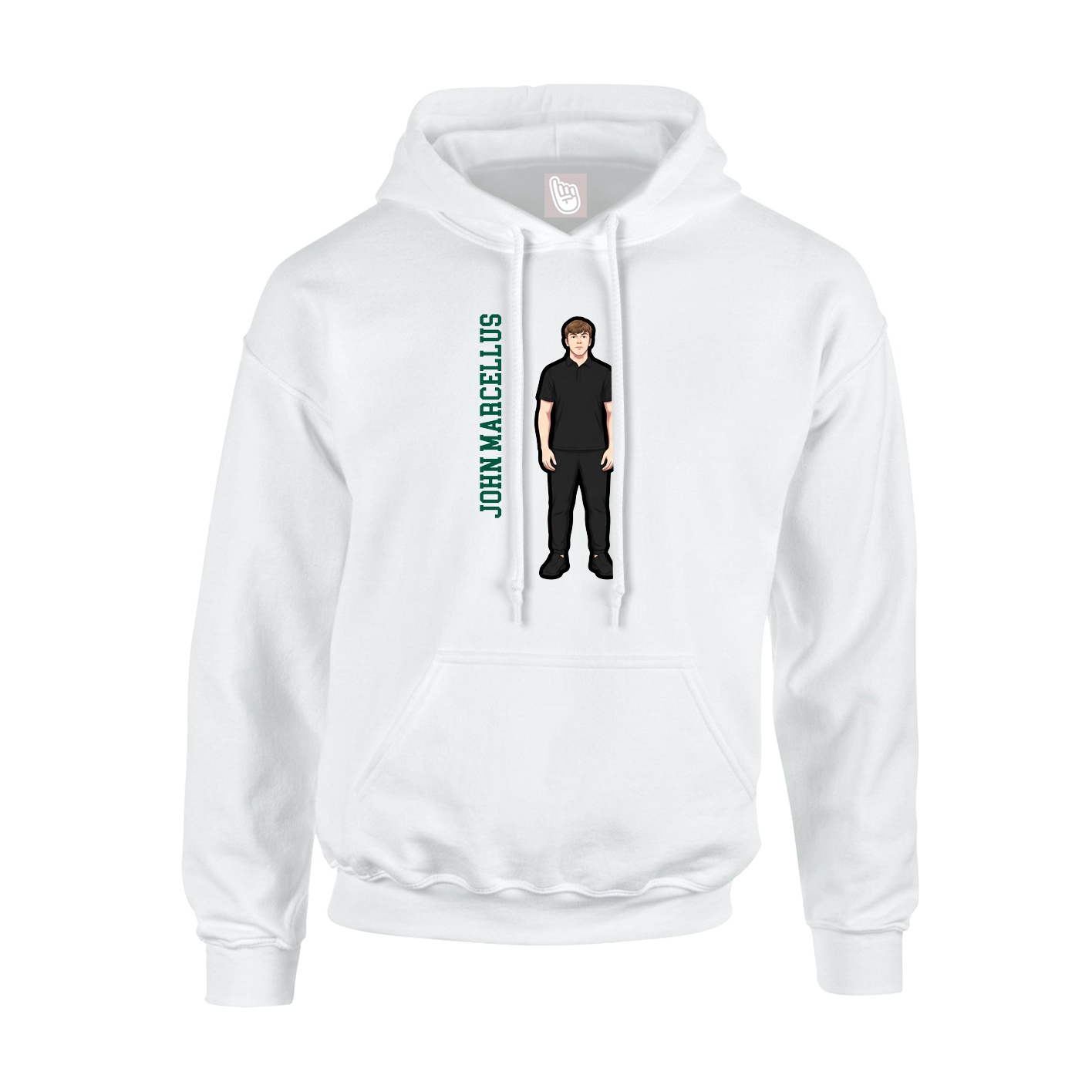 Youth Hoodie — Name Vertical in White