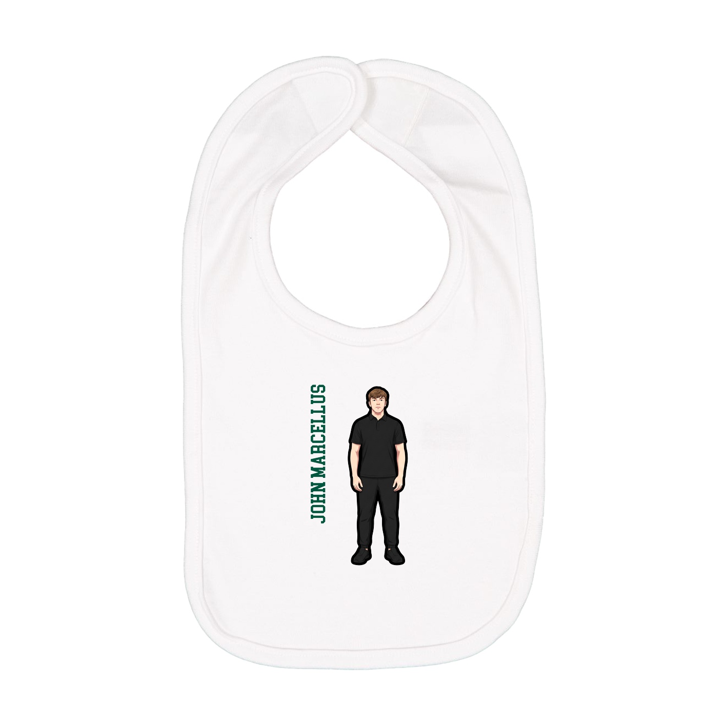 Infant Bib — Name Vertical in White