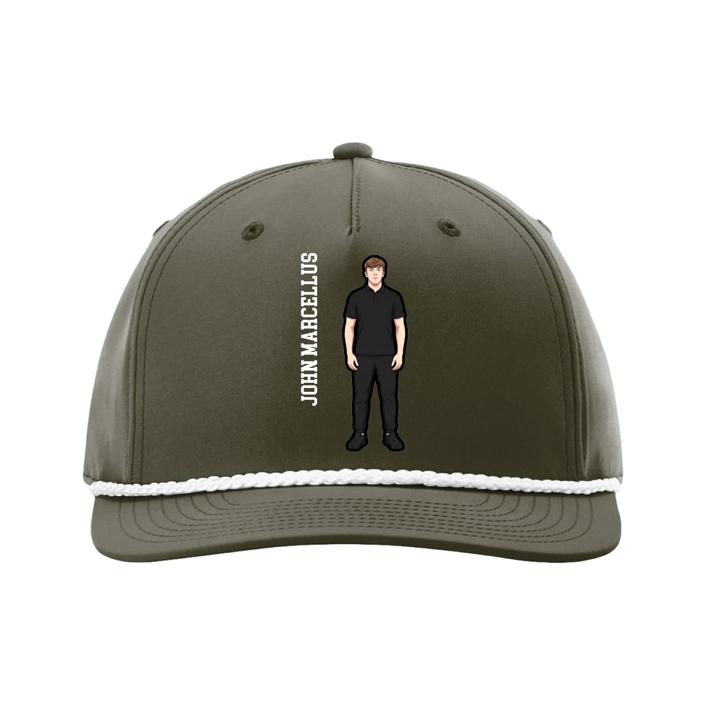 Five-Panel Classic Rope Cap — Name Vertical in Green