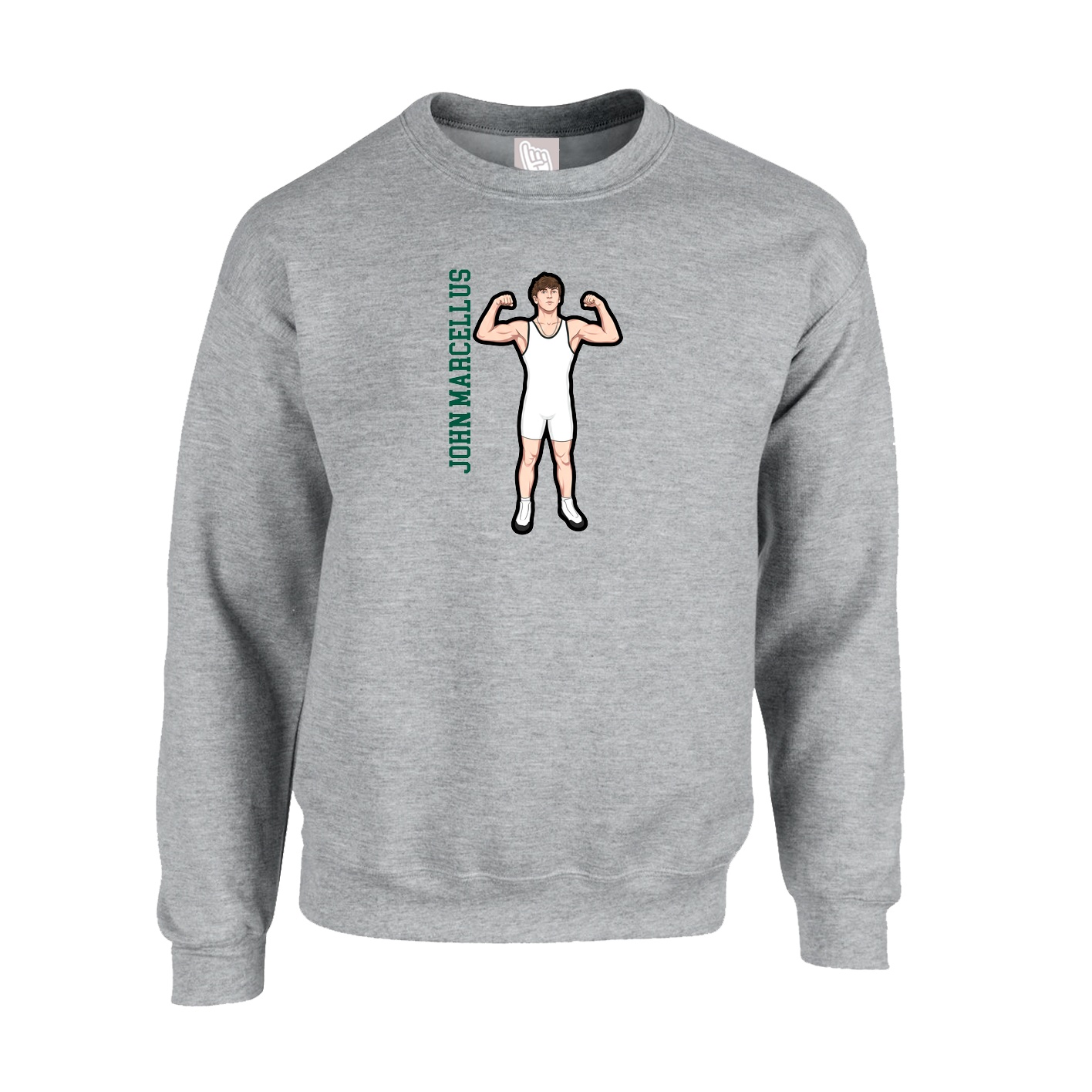 Fleece Crew — Name Vertical in Grey