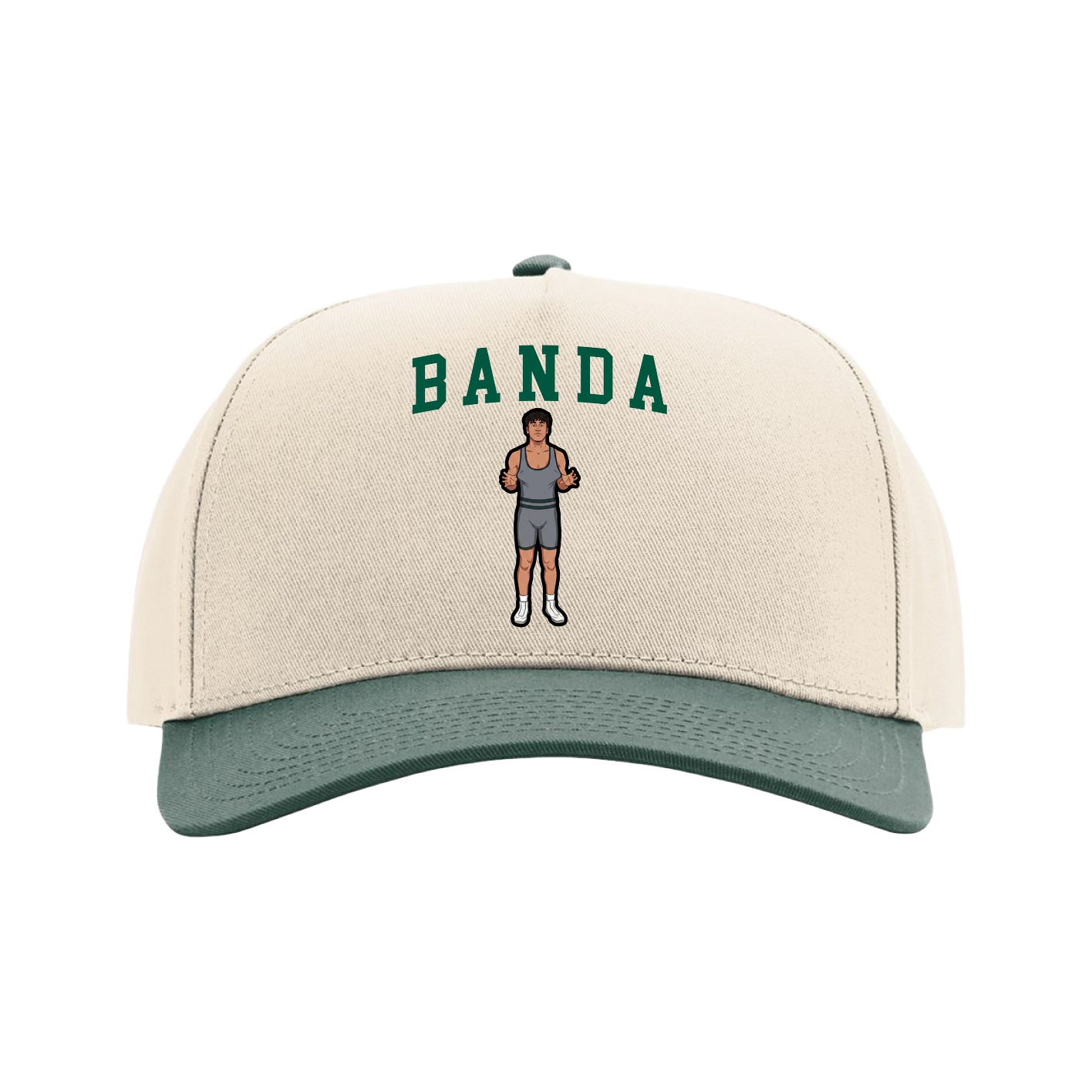 Full Fabric Five-Panel Champ Cap — Shirsey in Cream/Green