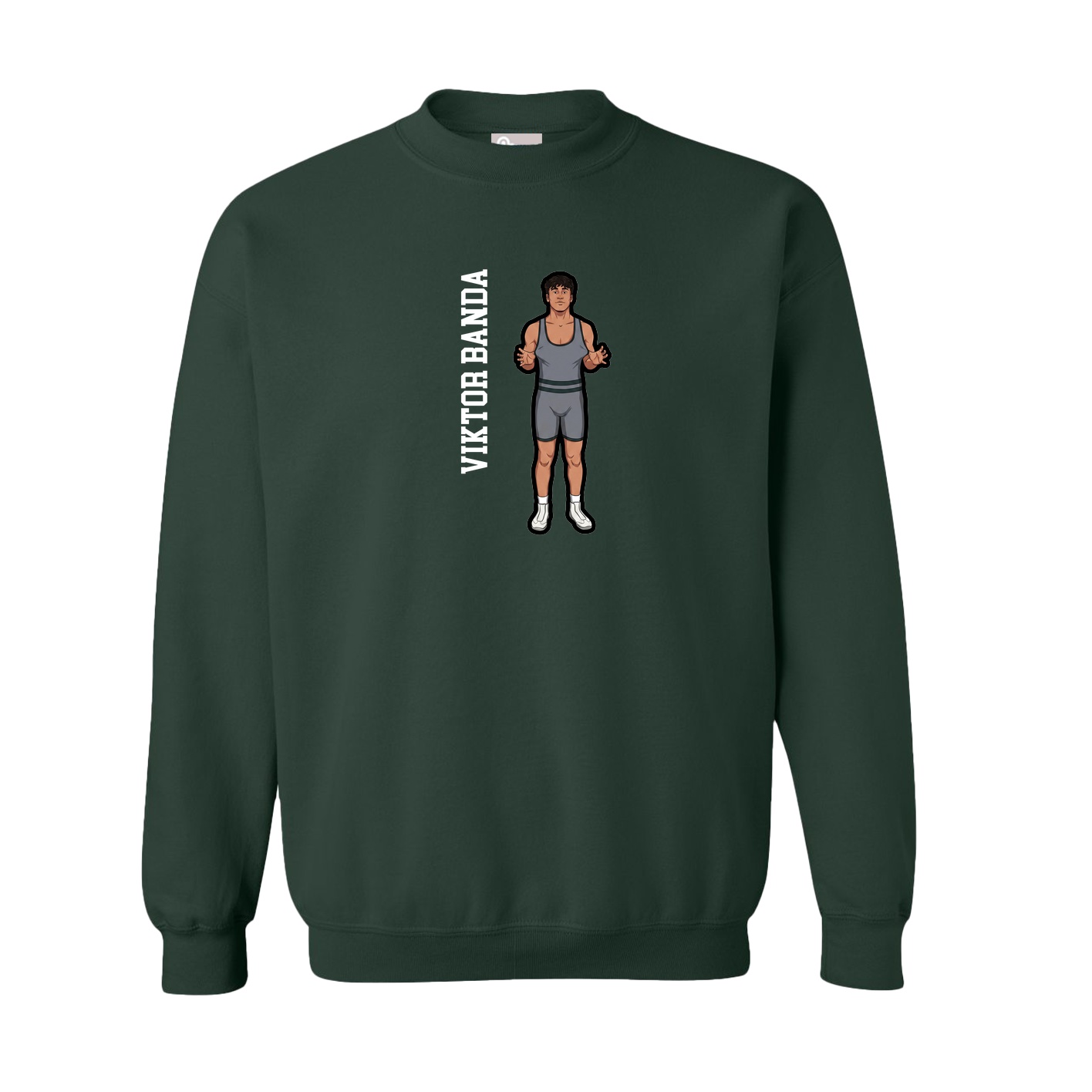 Fleece Crew — Name Vertical in Green