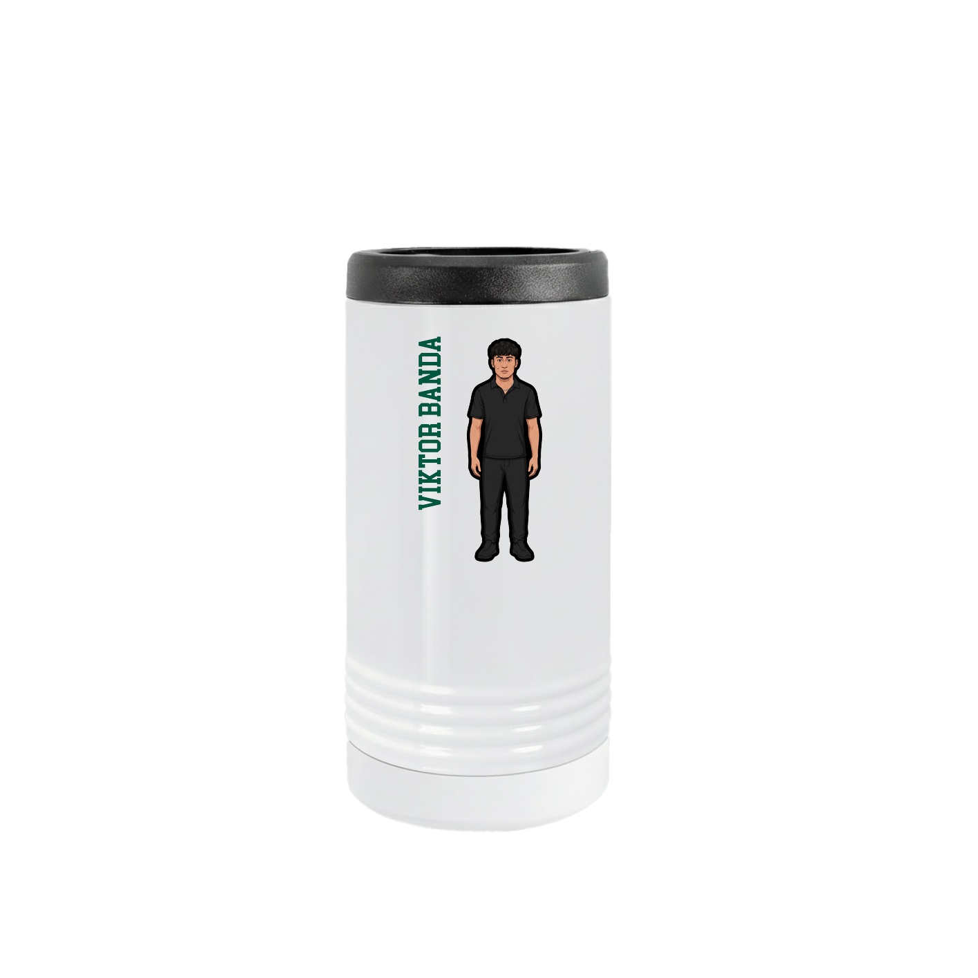 Slim Beverage Holder — Name Vertical in White