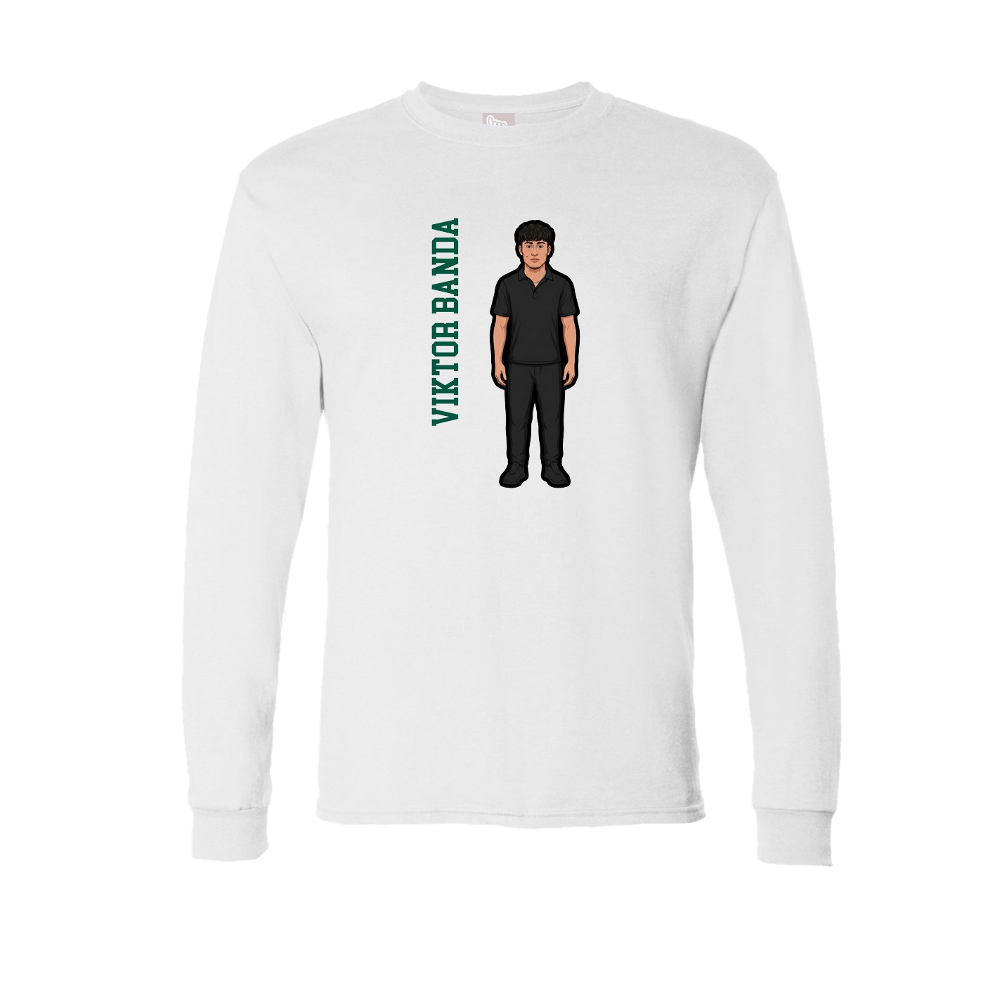 Long Sleeve Tee — Name Vertical in White