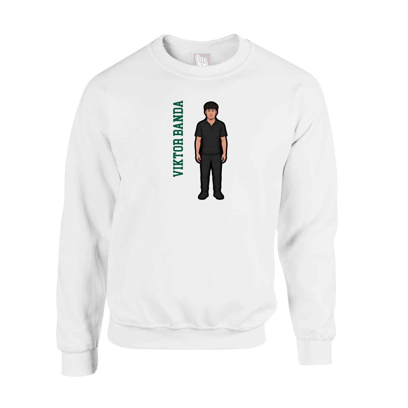 Fleece Crew — Name Vertical in White