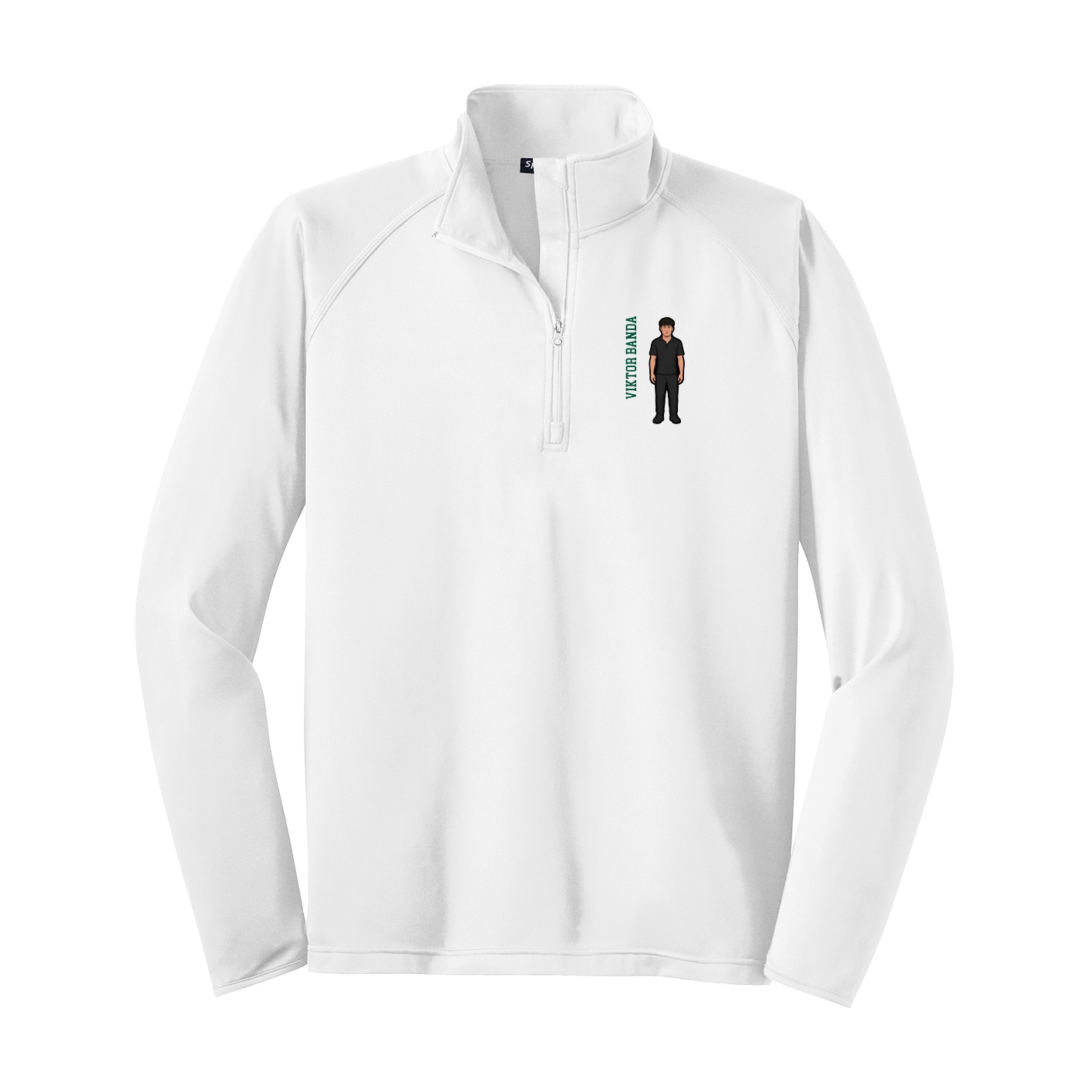 Q-Zip Pullover — Name Vertical in White