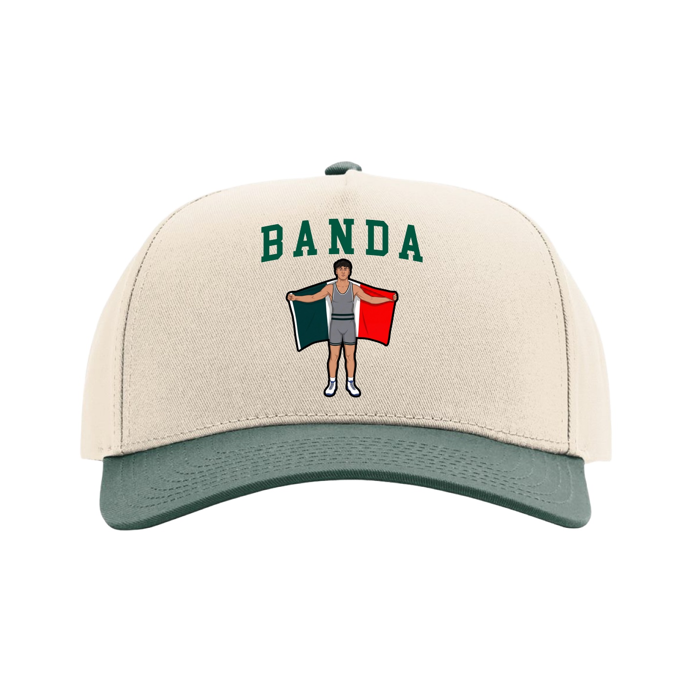 Full Fabric Five-Panel Champ Cap — Shirsey in Cream/Green