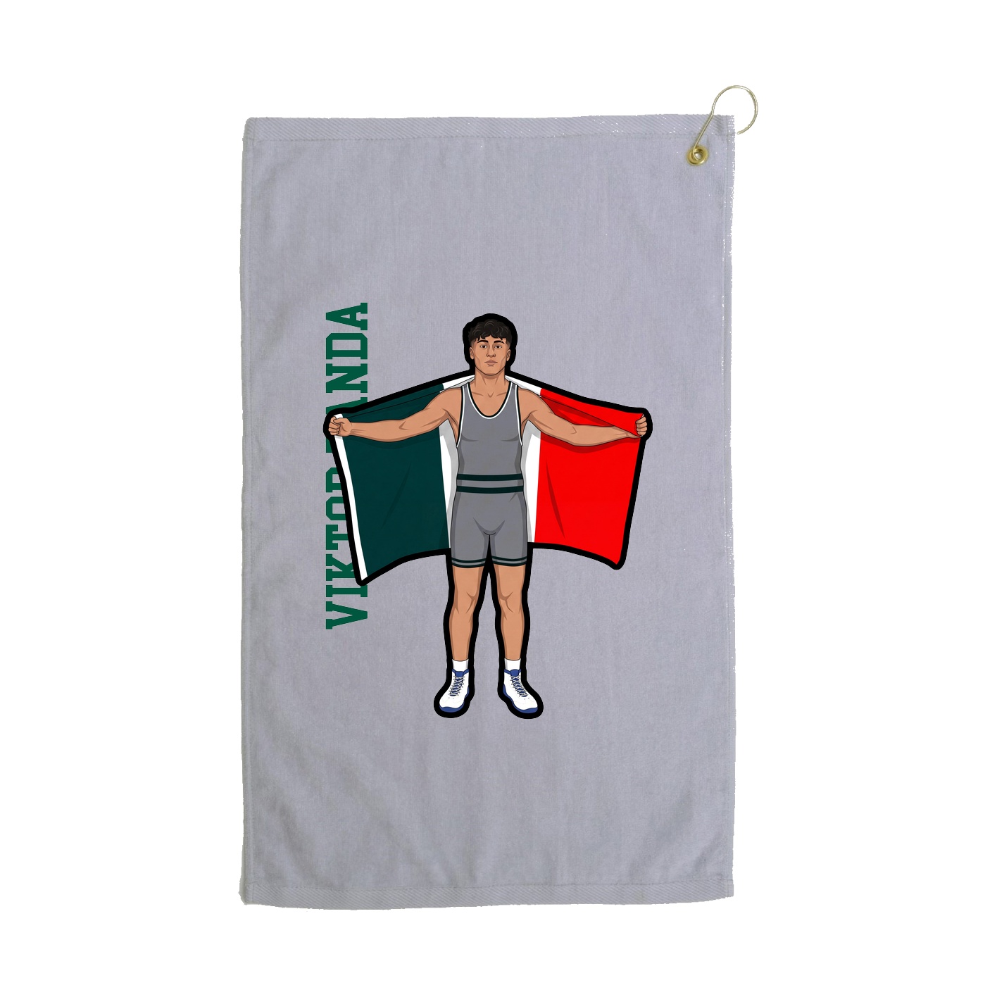 Golf Towel — Name Vertical in Grey