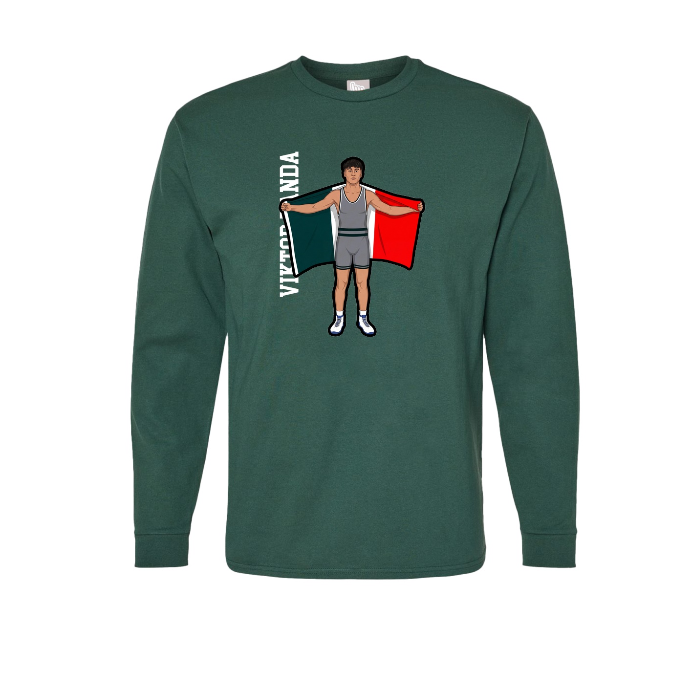 Long Sleeve Tee — Name Vertical in Green