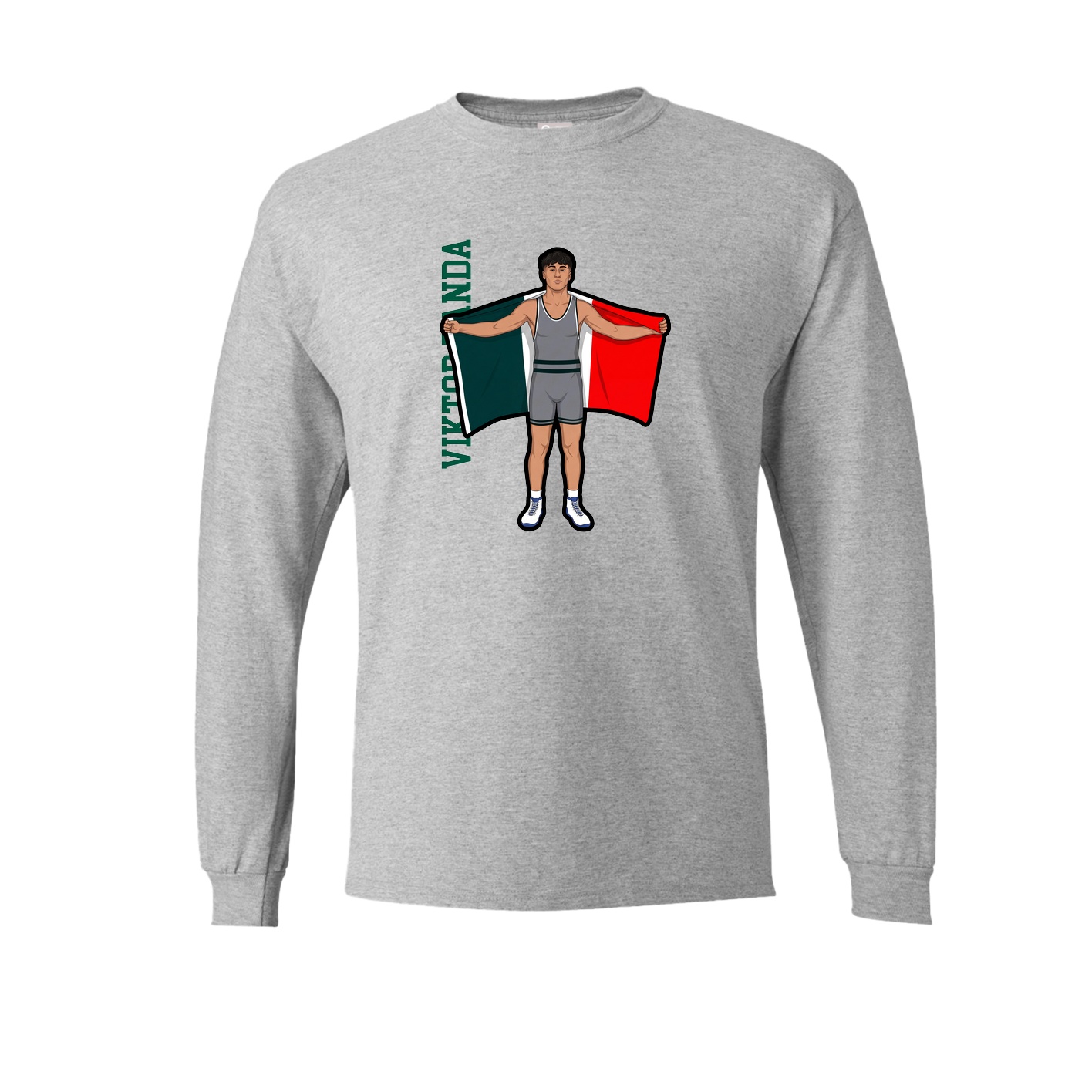 Long Sleeve Tee — Name Vertical in Grey