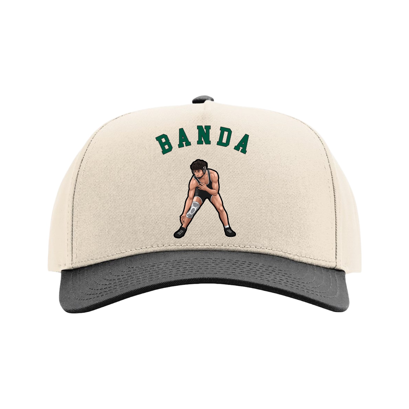 Full Fabric Five-Panel Champ Cap — Shirsey Arch in Cream/Black