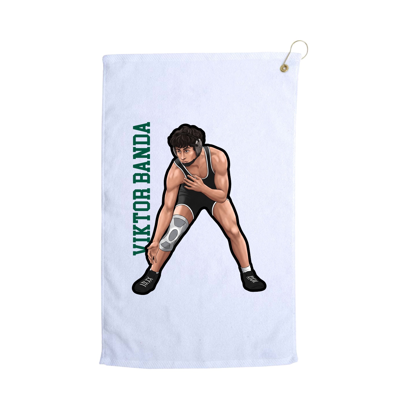 Golf Towel — Name Vertical in White