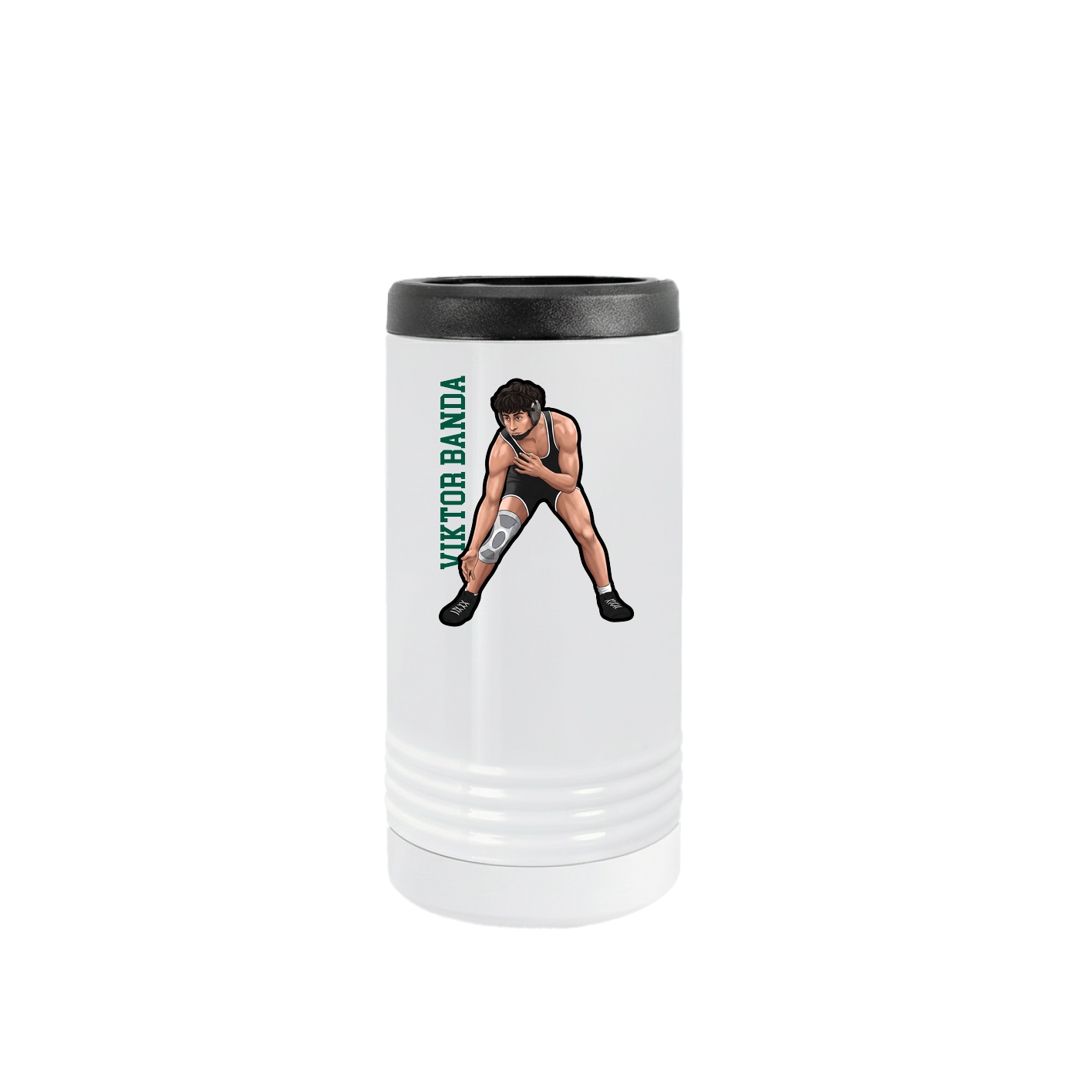Slim Beverage Holder — Name Vertical in White