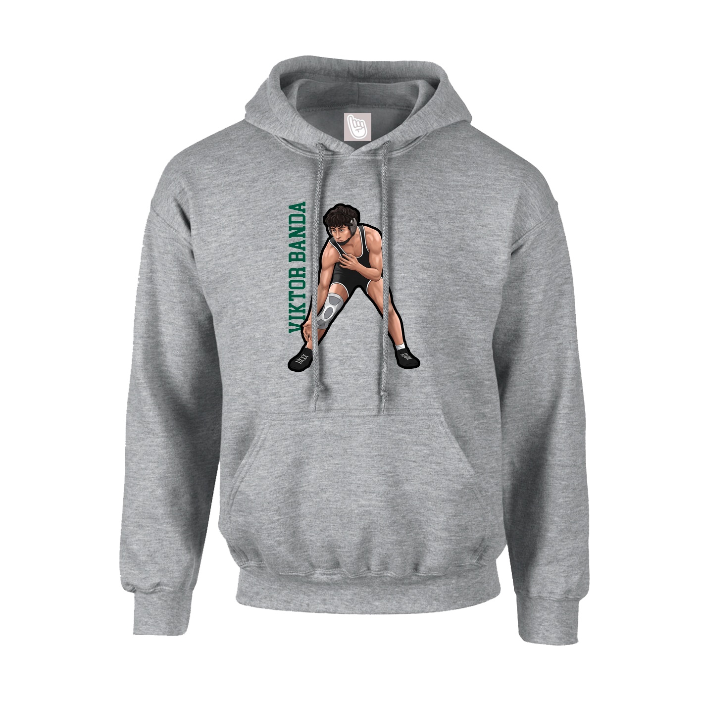 Hoodie — Name Vertical in Grey