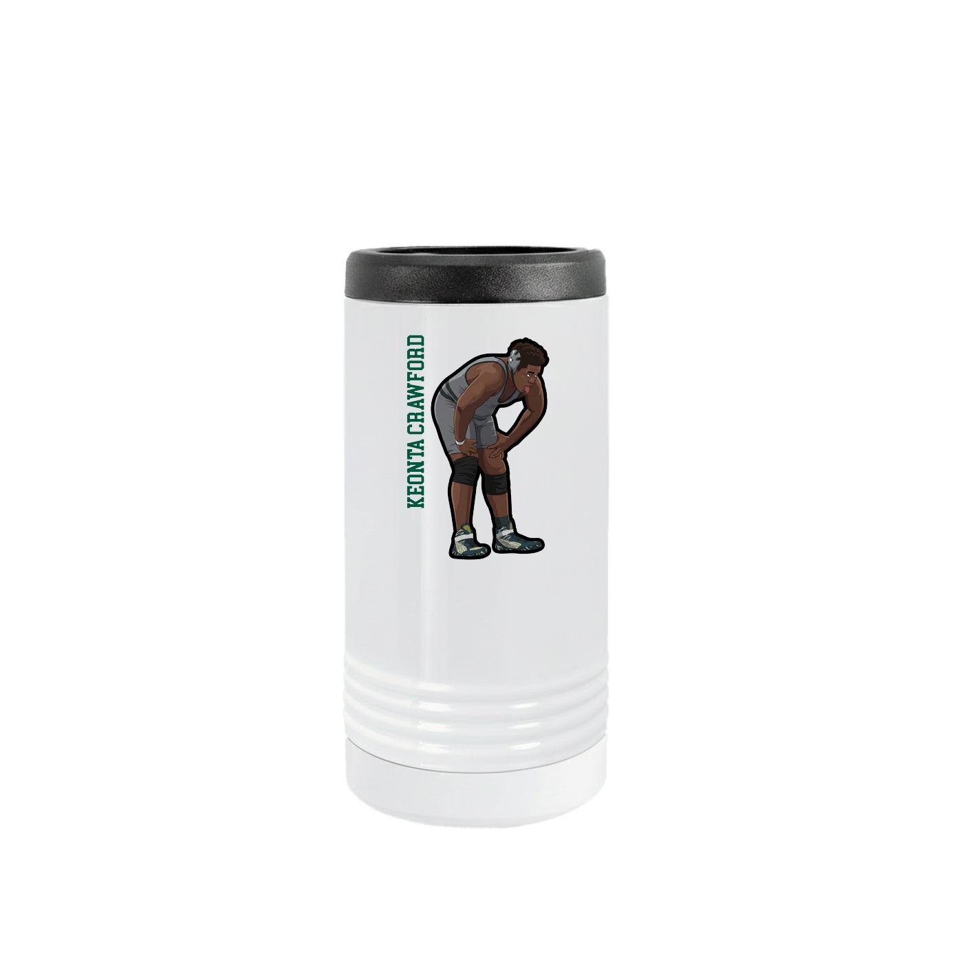 Slim Beverage Holder — Name Vertical in White