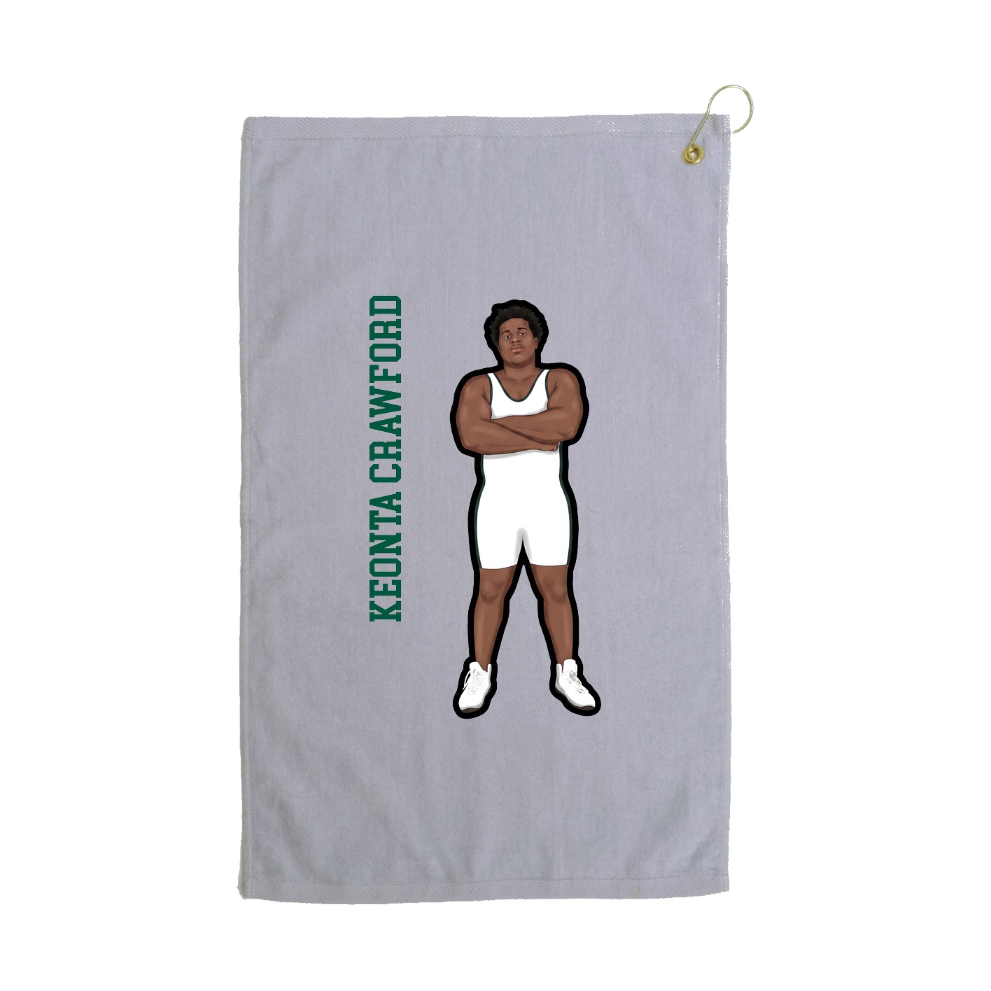 Golf Towel — Name Vertical in Grey