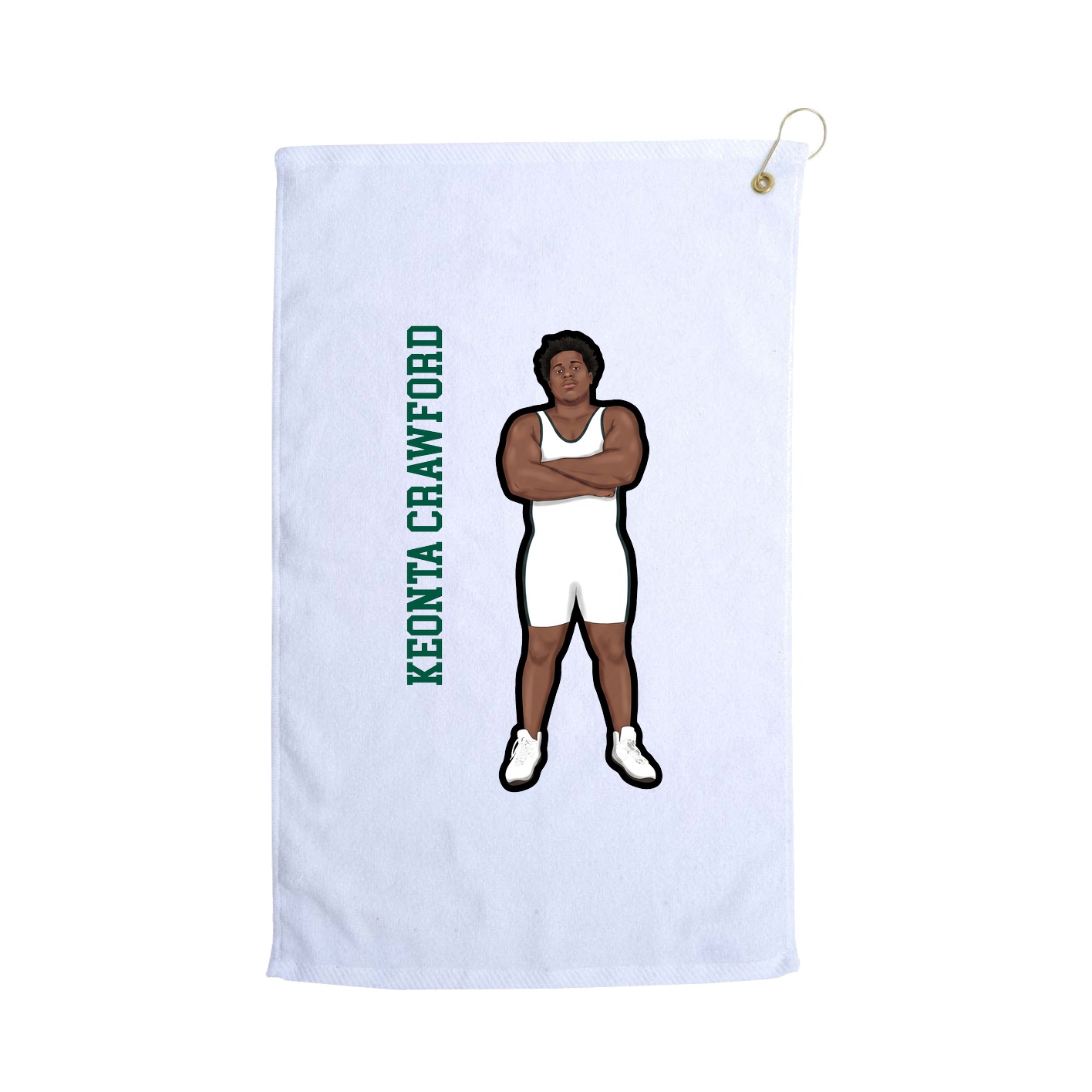 Golf Towel — Name Vertical in White