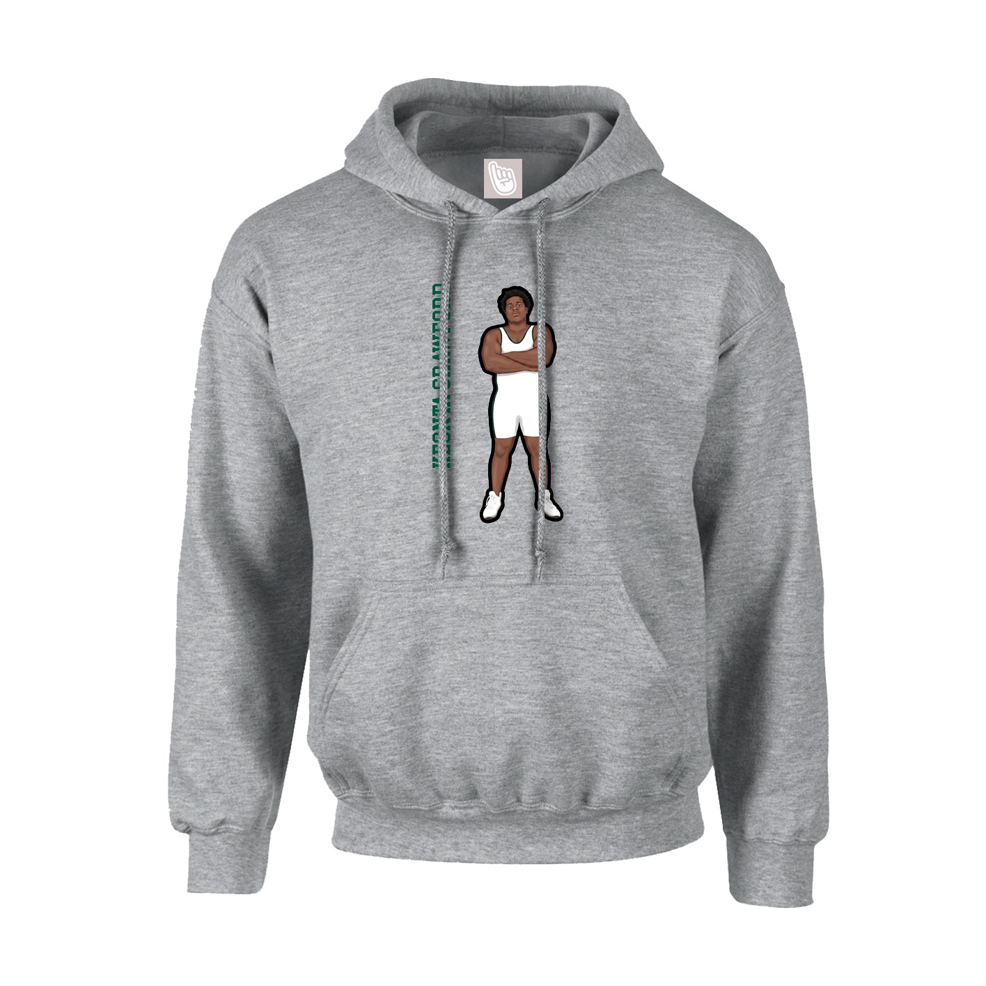 Hoodie — Name Vertical in Grey