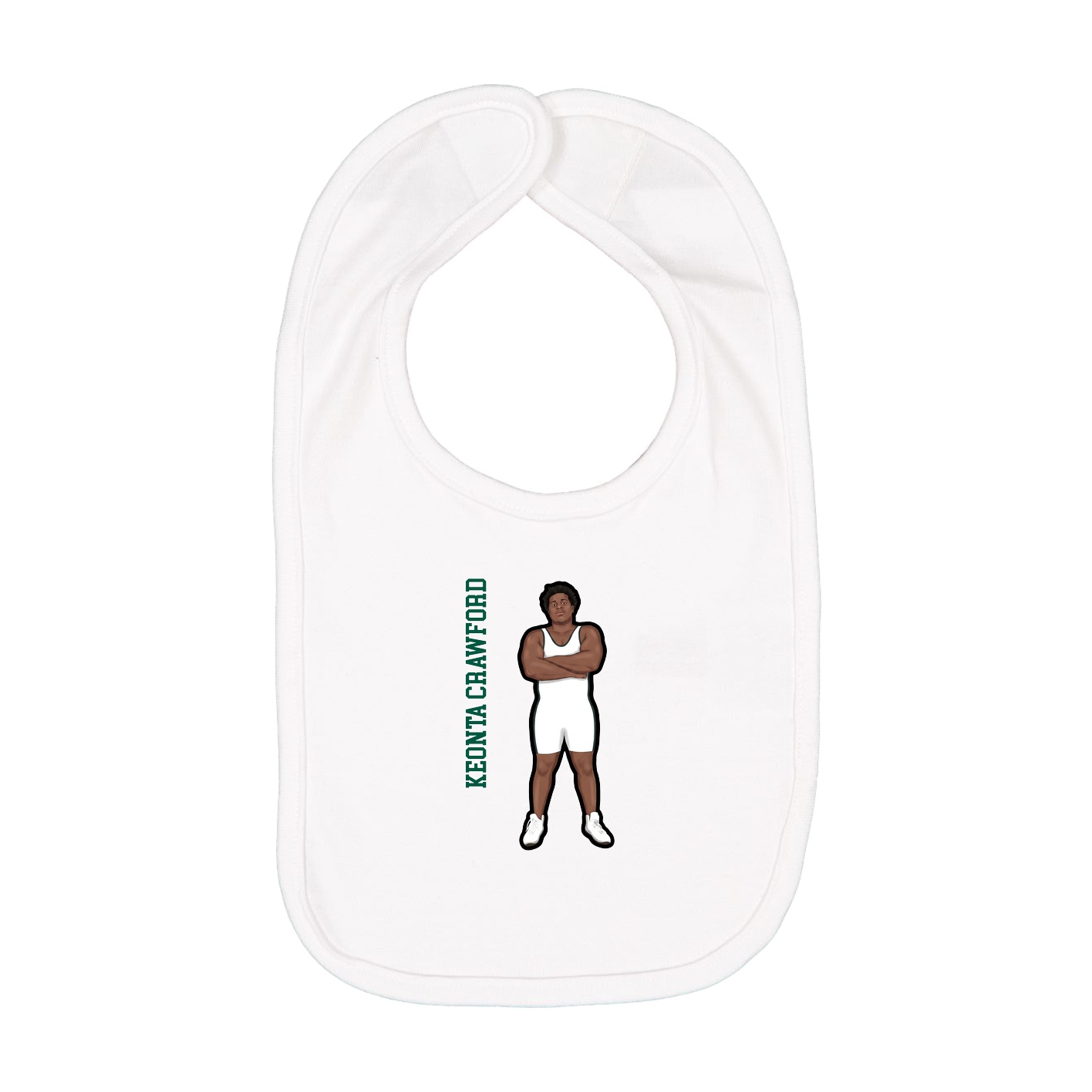 Infant Bib — Name Vertical in White
