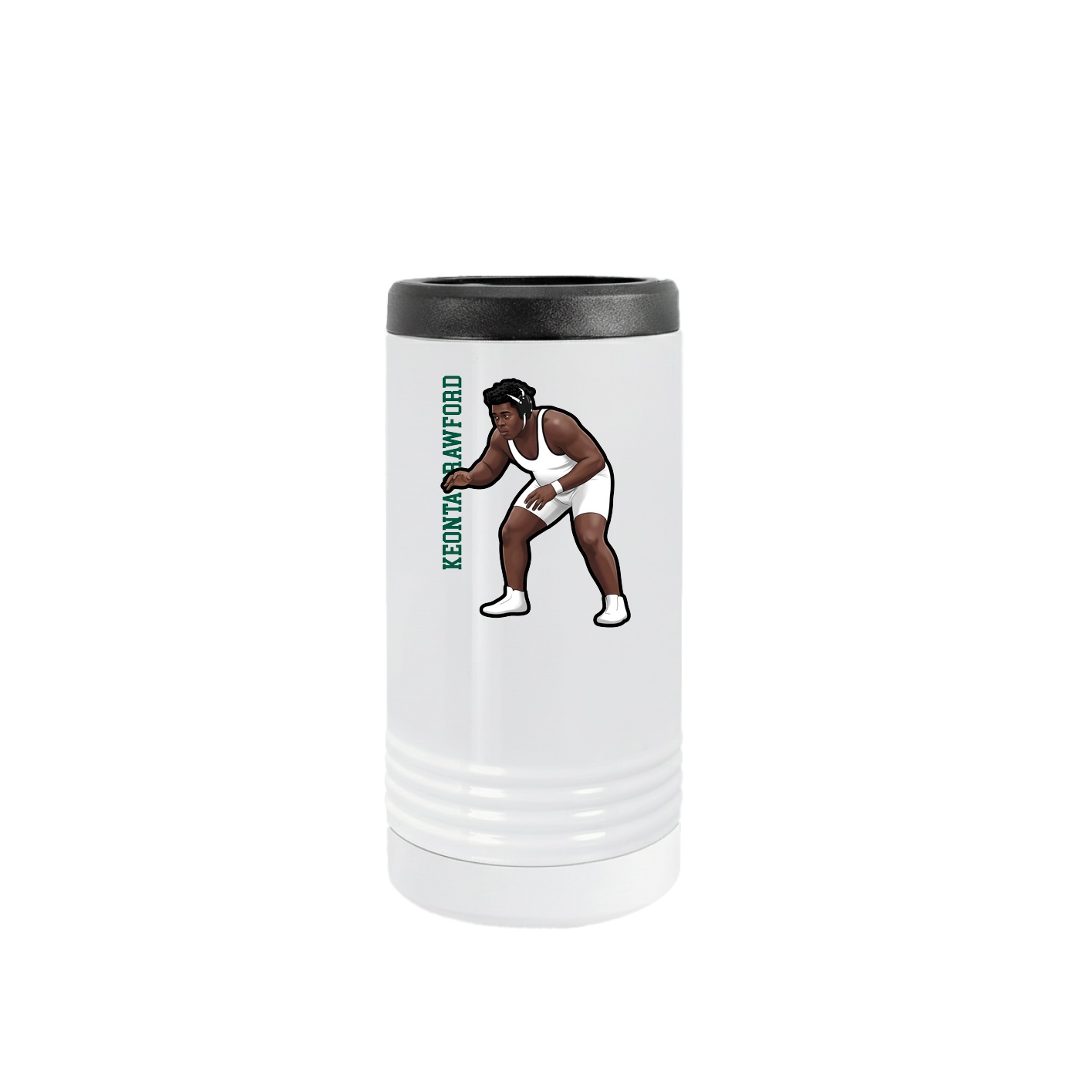 Slim Beverage Holder — Name Vertical in White