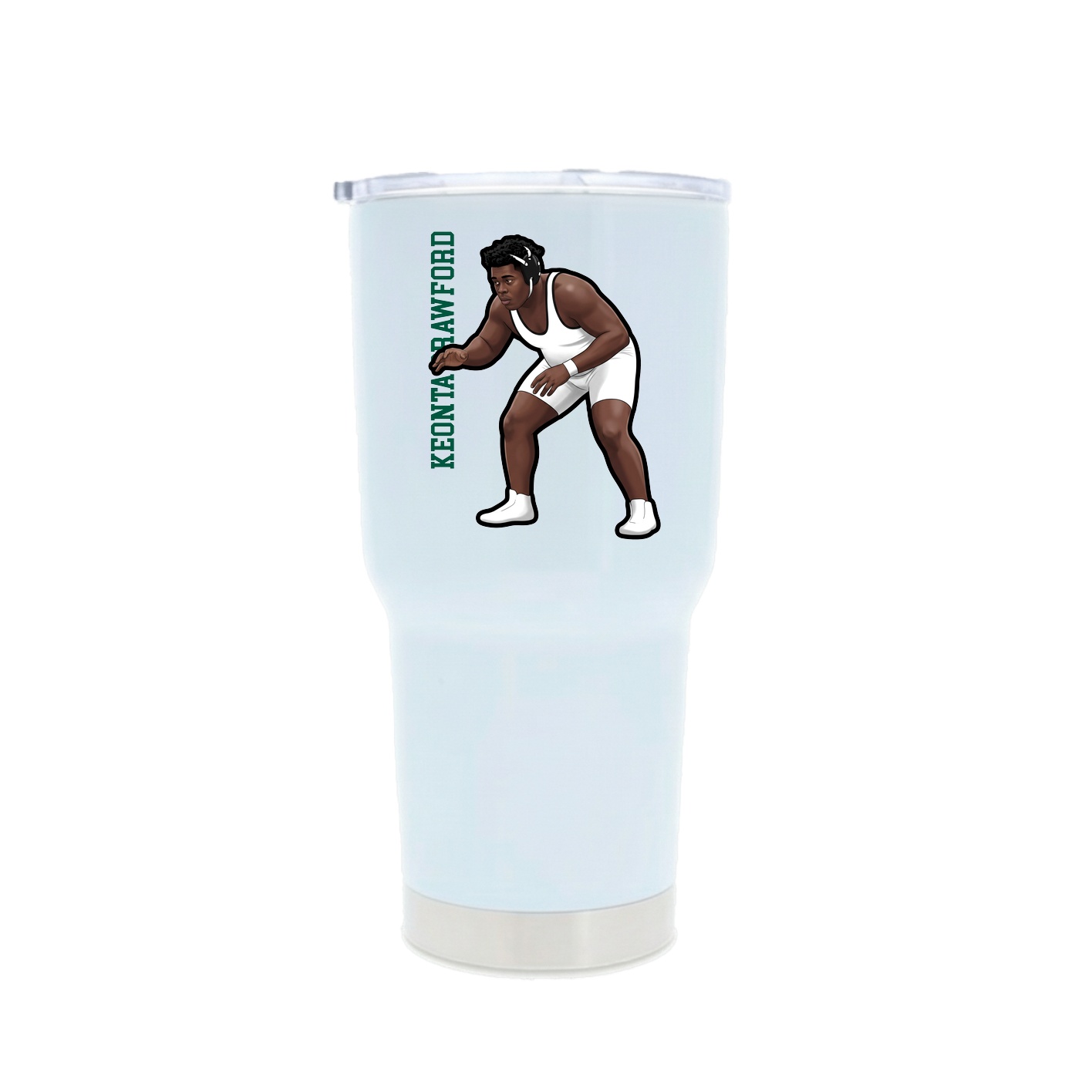 30oz Stainless Steel Tumbler — Name Vertical in White