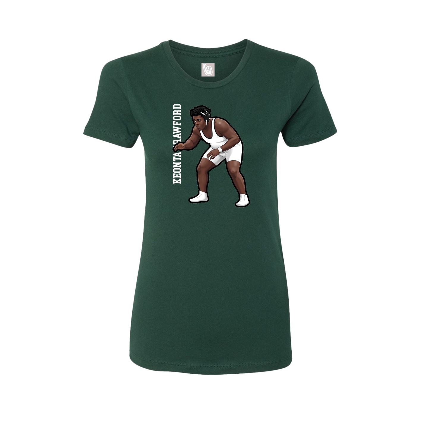 Fitted Women's Tee — Name Vertical in Green