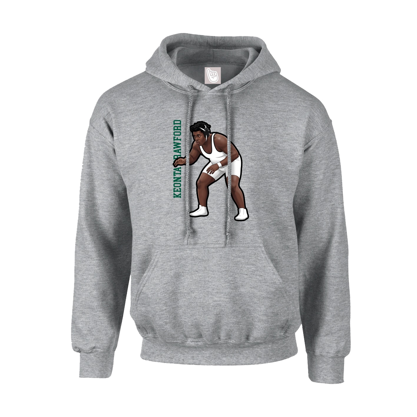 Hoodie — Name Vertical in Grey