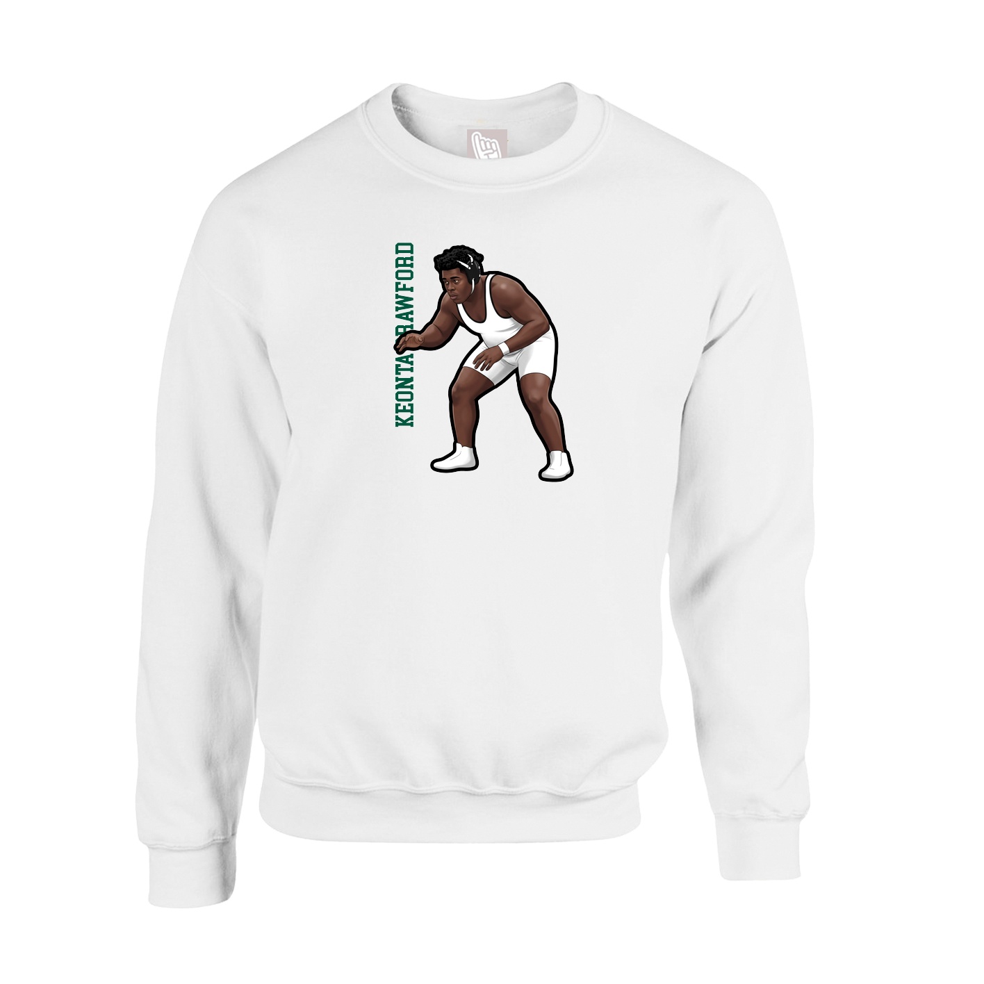 Fleece Crew — Name Vertical in White