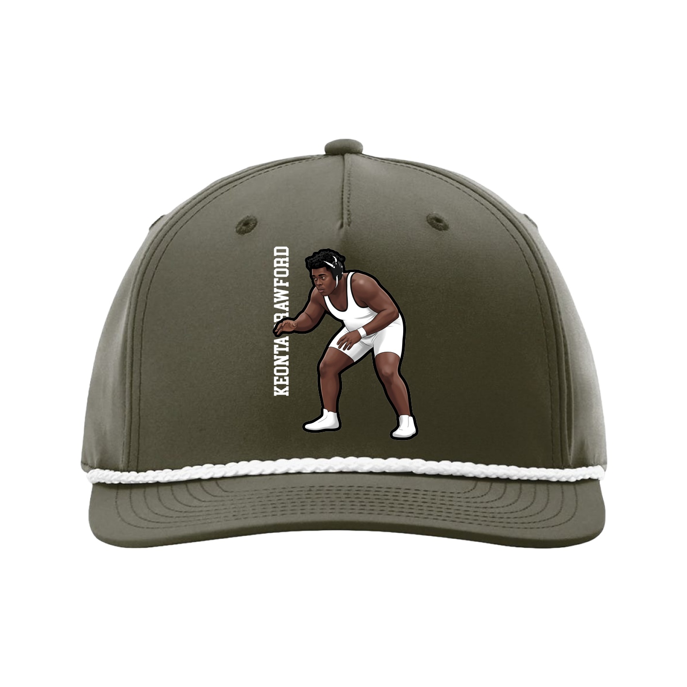 Five-Panel Classic Rope Cap — Name Vertical in Green