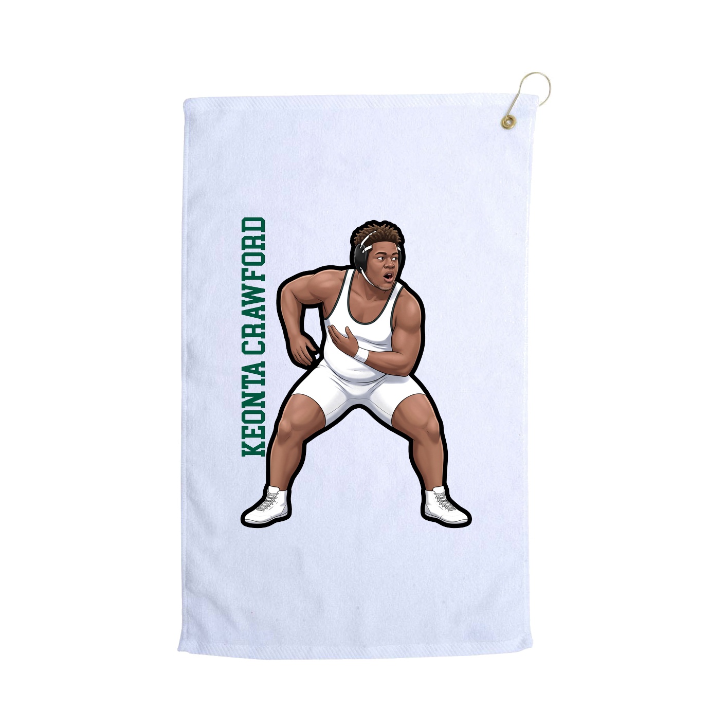 Golf Towel — Name Vertical in White